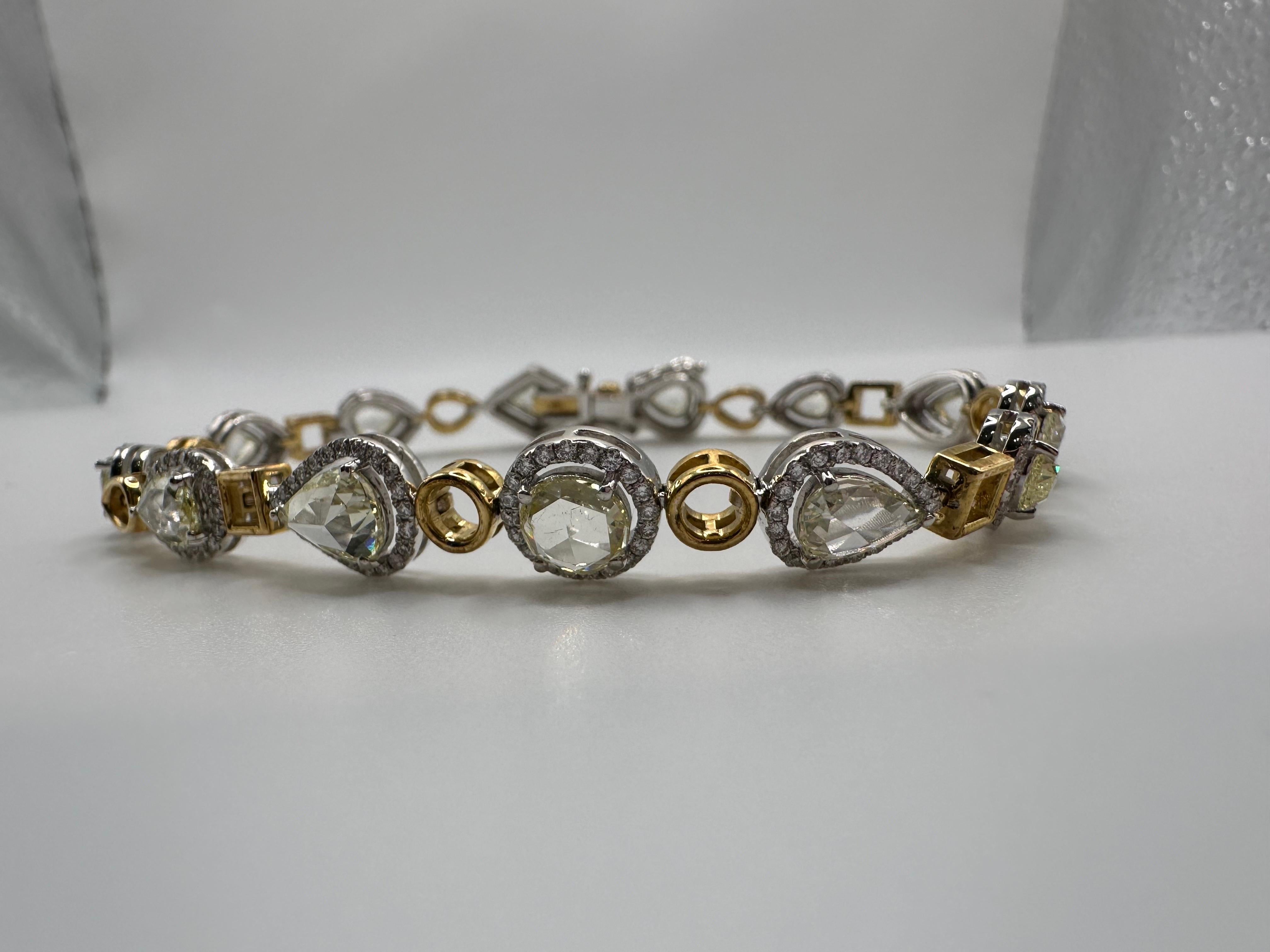 Rose Cut Diamond bracelet 18Kt gold minimal luxury bracelet For Sale