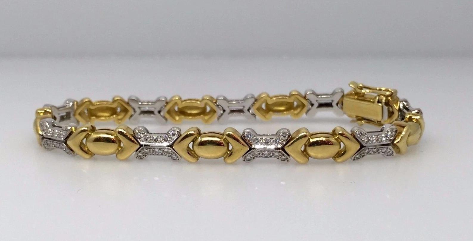 De las mujeres Pulsera de Diamantes de Fiessler 18K Oro Amarillo y Blanco en venta