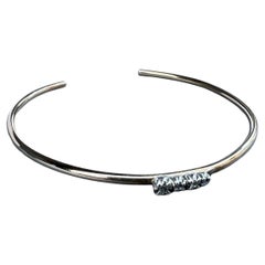 Diamond Bracelet Cuff Antique Diamond Setting Prongs Silver Open Bangle
