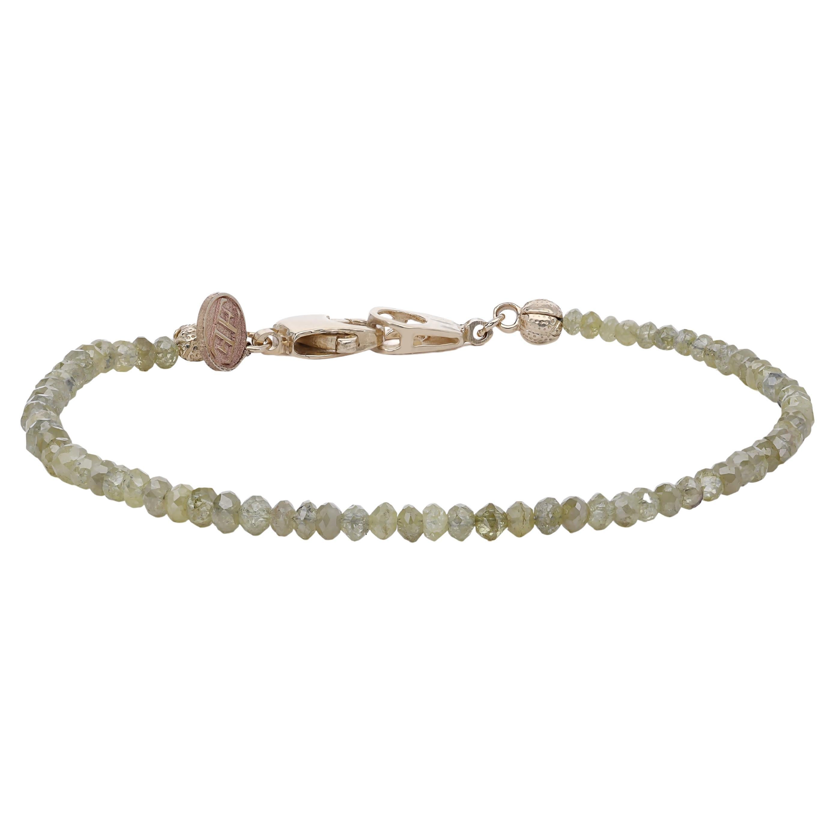 Bracelet en or 14k avec perles de diamant en vente