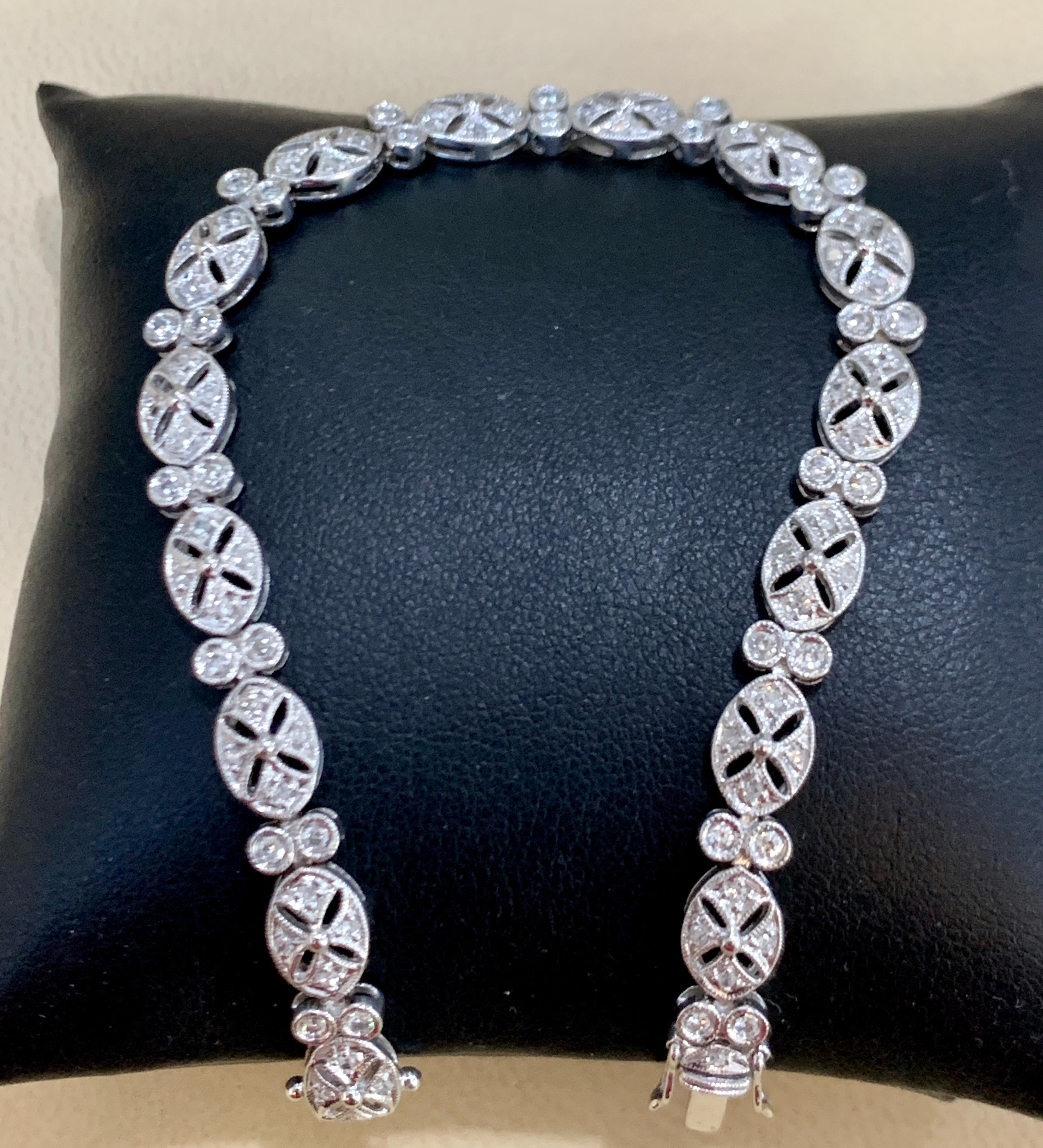 Diamond Bracelet in 14 Karat White Gold, 11 Grams, Estate, Affordable 5