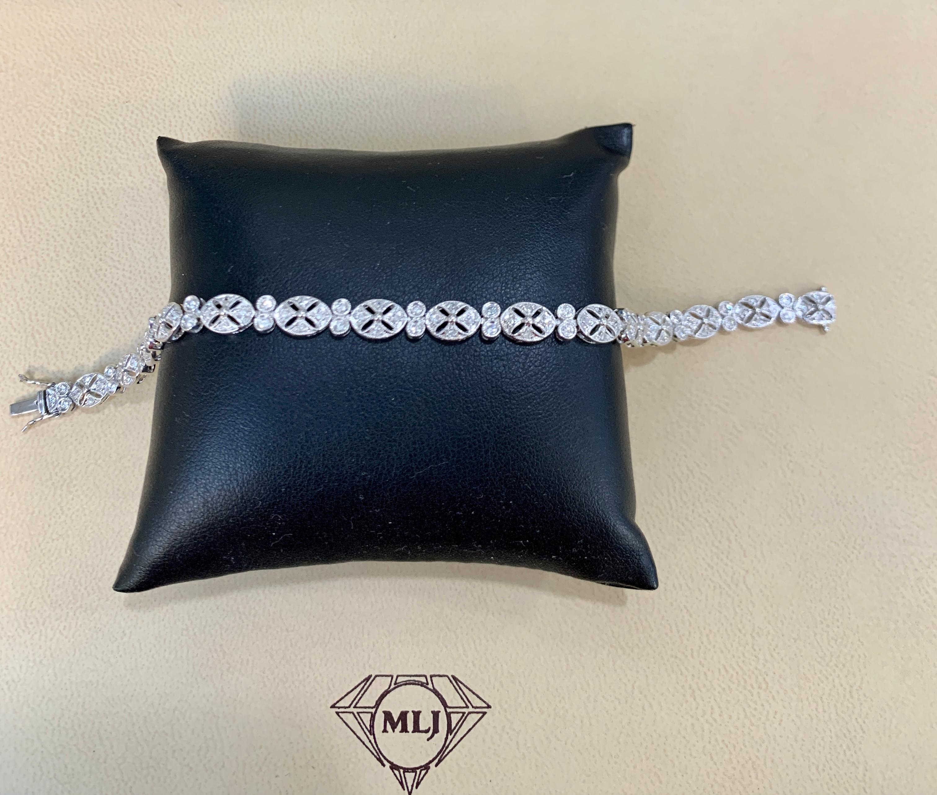 Diamond Bracelet in 14 Karat White Gold, 11 Grams, Estate, Affordable 1