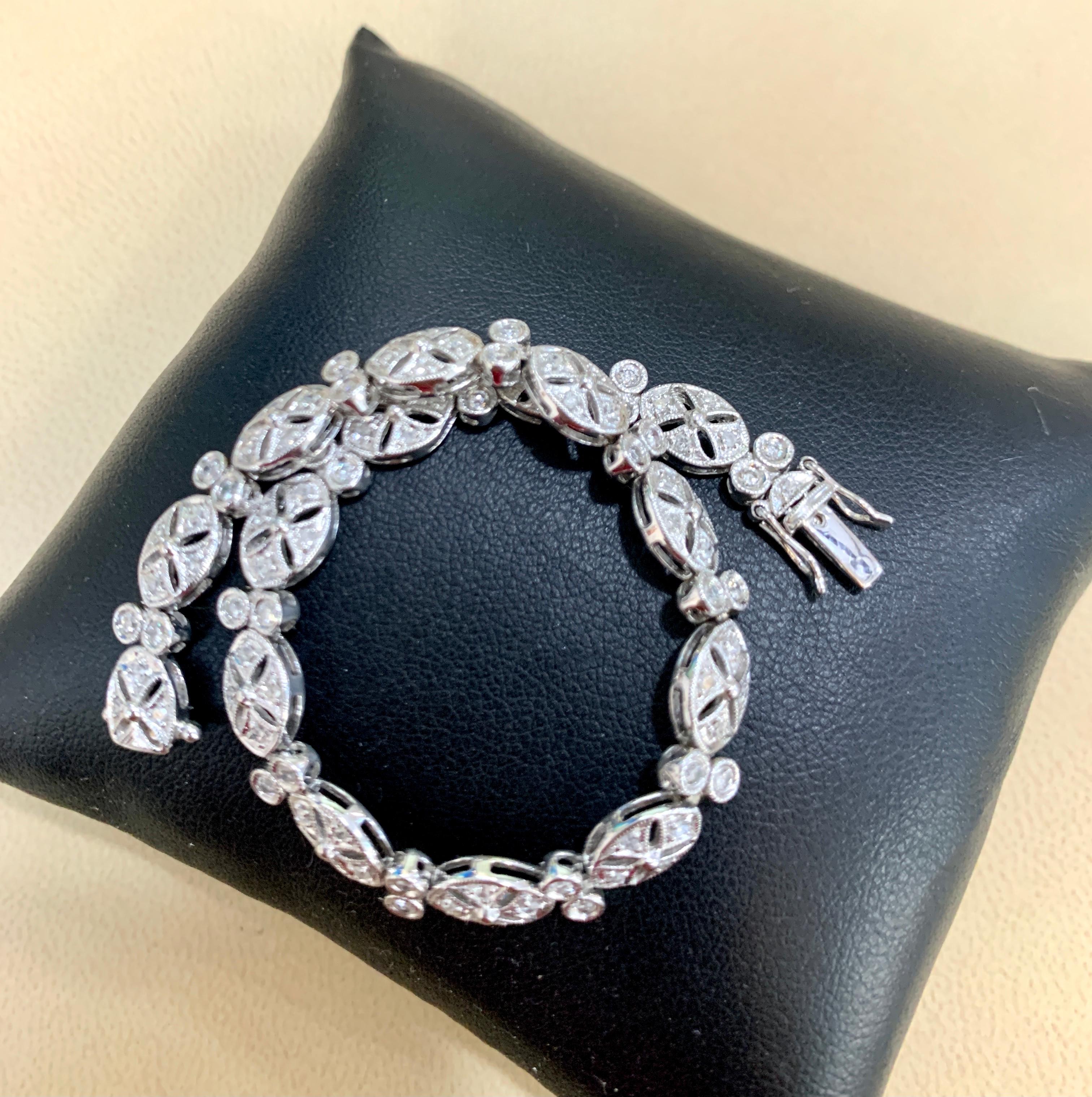 Diamond Bracelet in 14 Karat White Gold, 11 Grams, Estate, Affordable 3