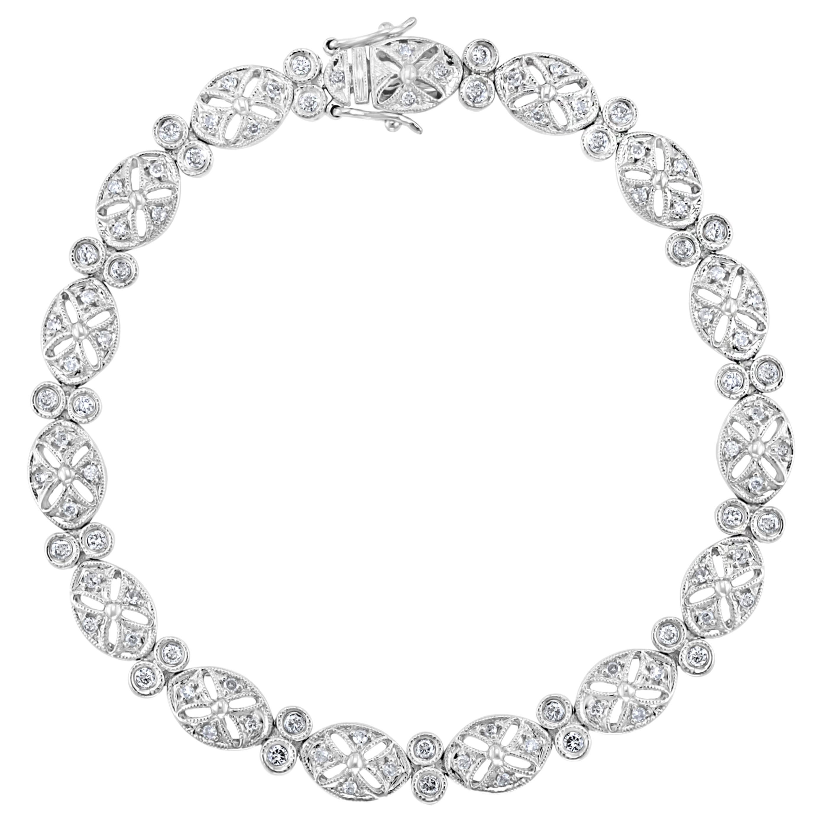Diamond Bracelet in 14 Karat White Gold, 11 Grams, Estate, Affordable