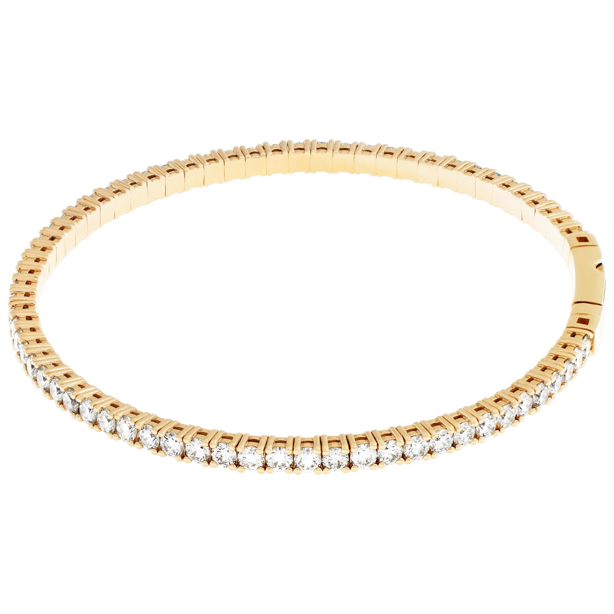 Diamantarmband aus 14 Karat Gold mit 3,95 Karat Diamanten im Zustand „Hervorragend“ im Angebot in Surfside, FL