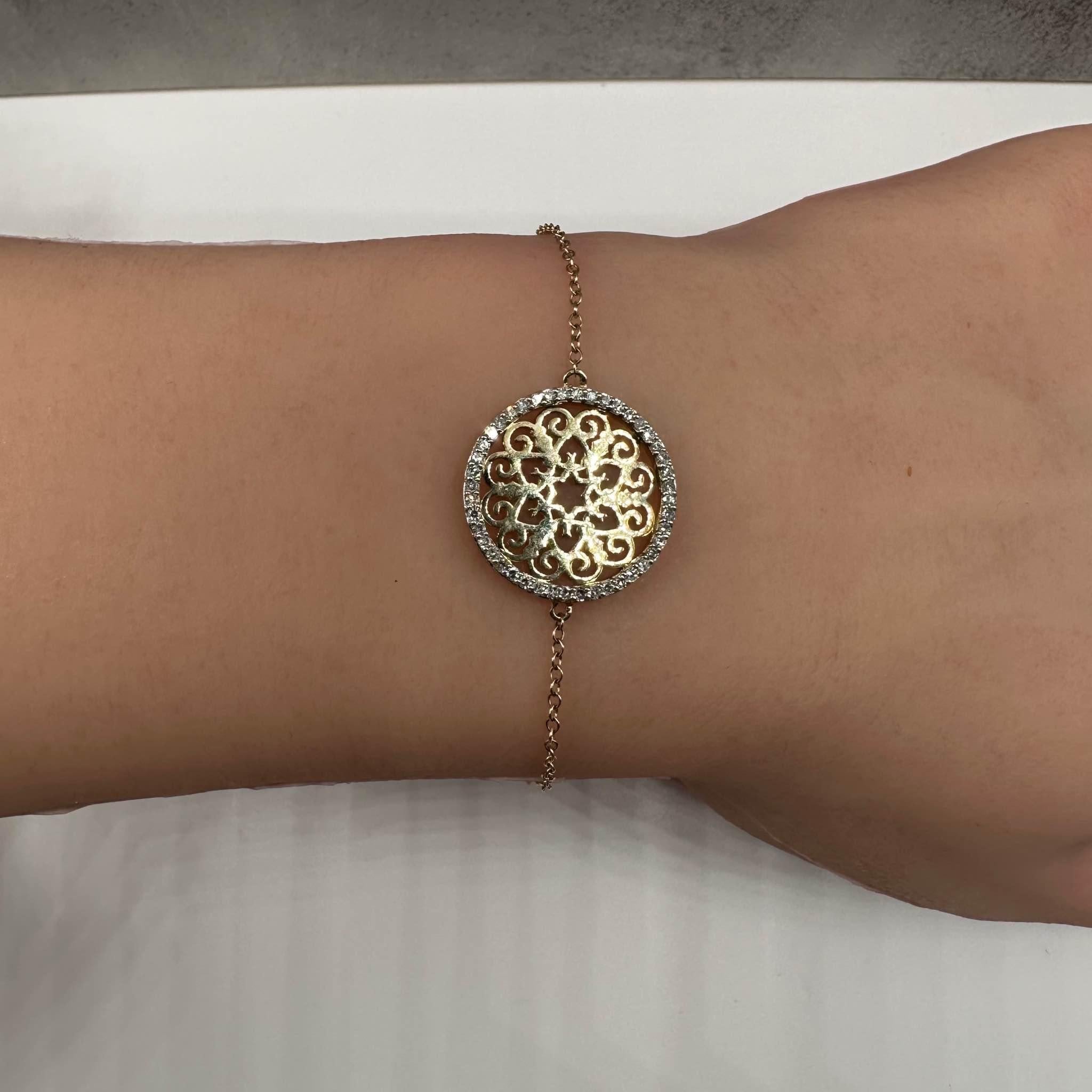 Pulsera de Diamantes en Oro Amarillo de 14kt - 0.25ctw GH SI, Ajustable 6-7