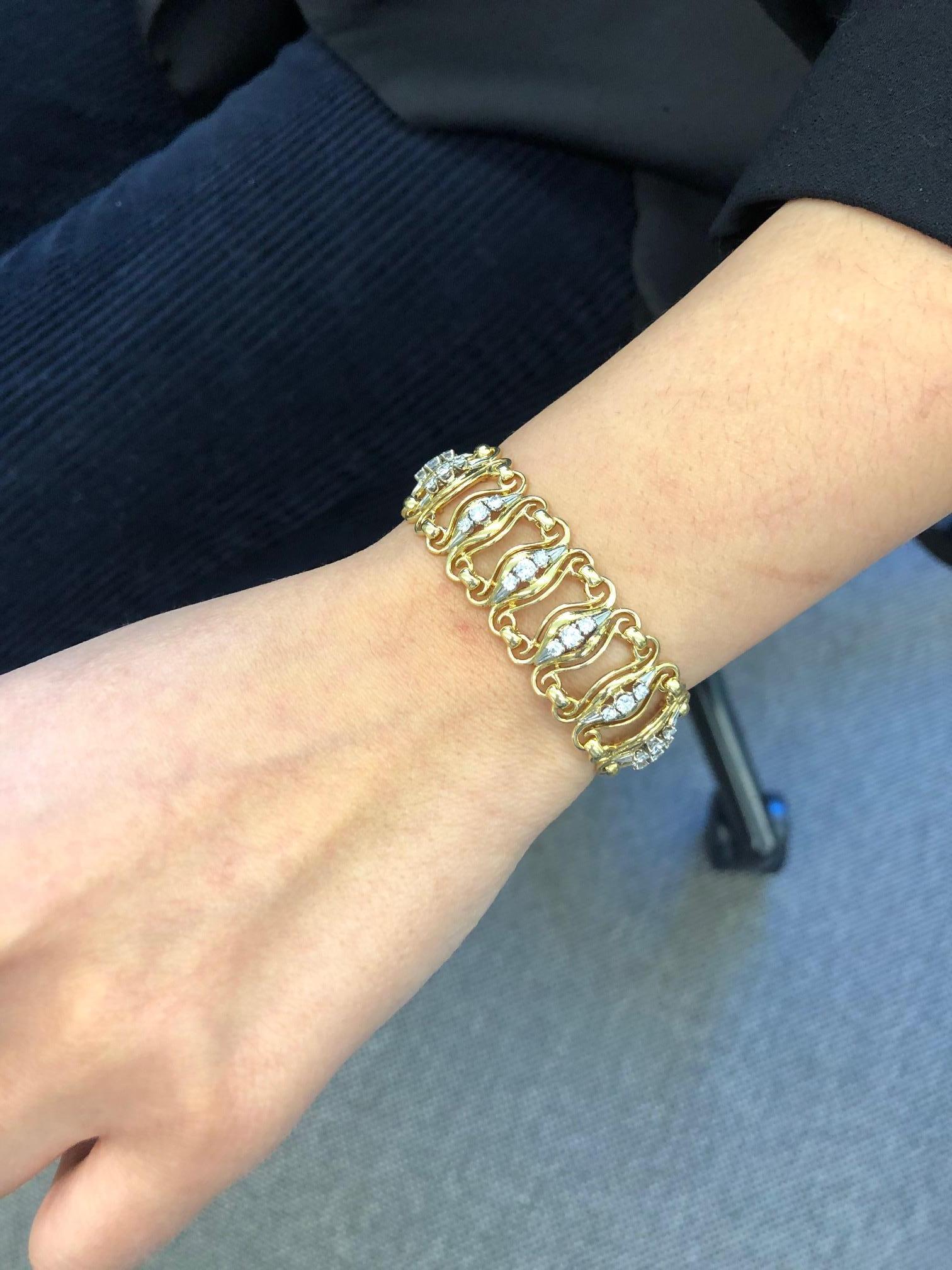 Diamond Bracelet in Yellow and White Gold 750 2