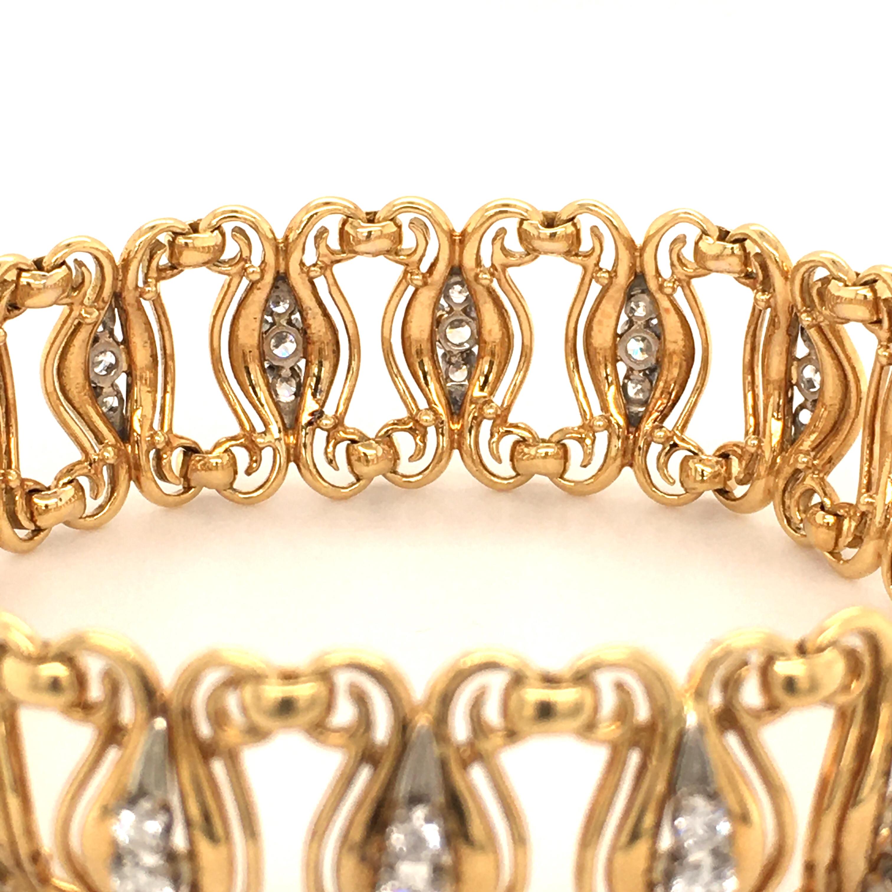 Modern Diamond Bracelet in Yellow and White Gold 750