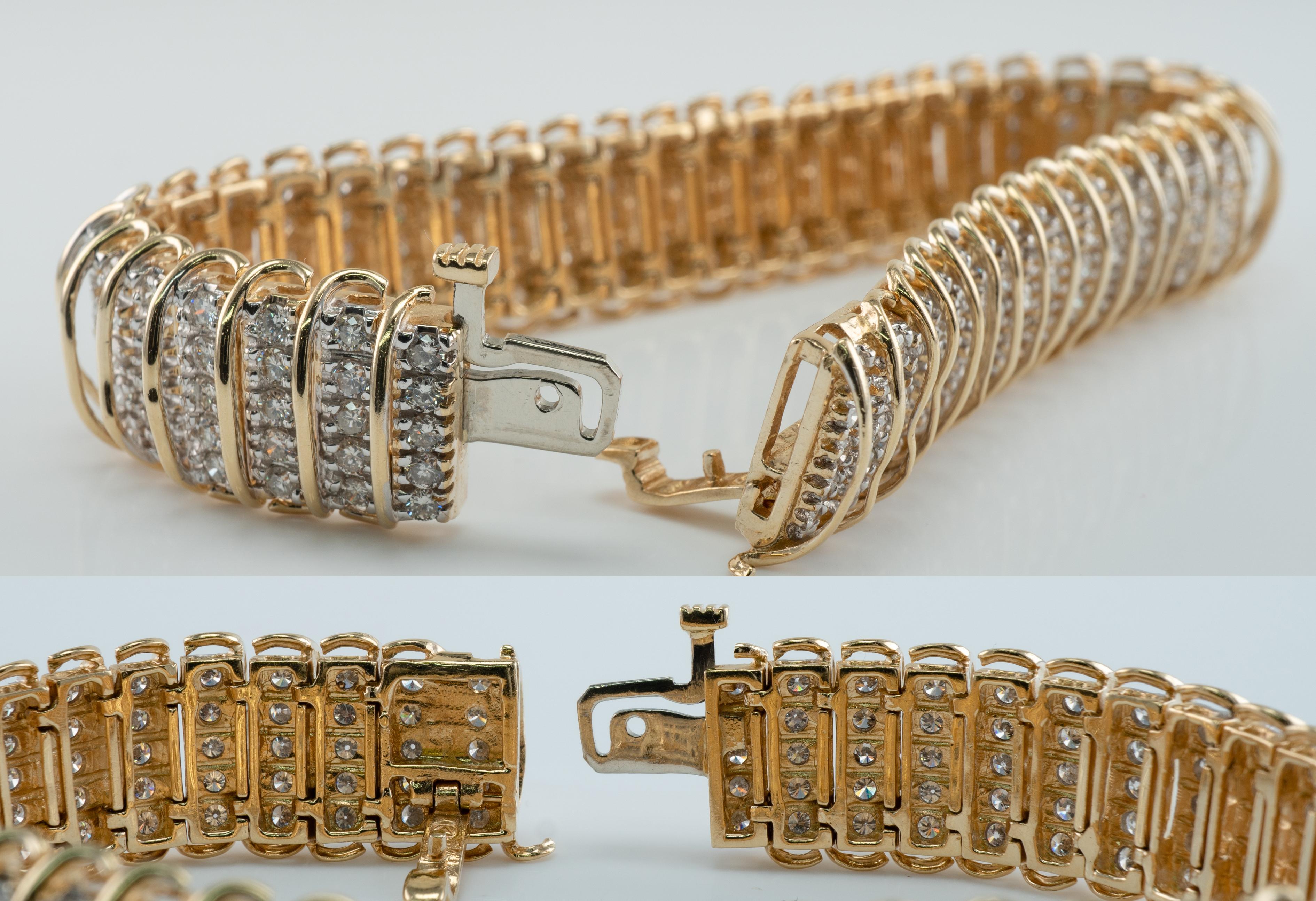 Bracelet à maillons en or 14 carats avec diamants 16,10 TDW  Bon état - En vente à East Brunswick, NJ
