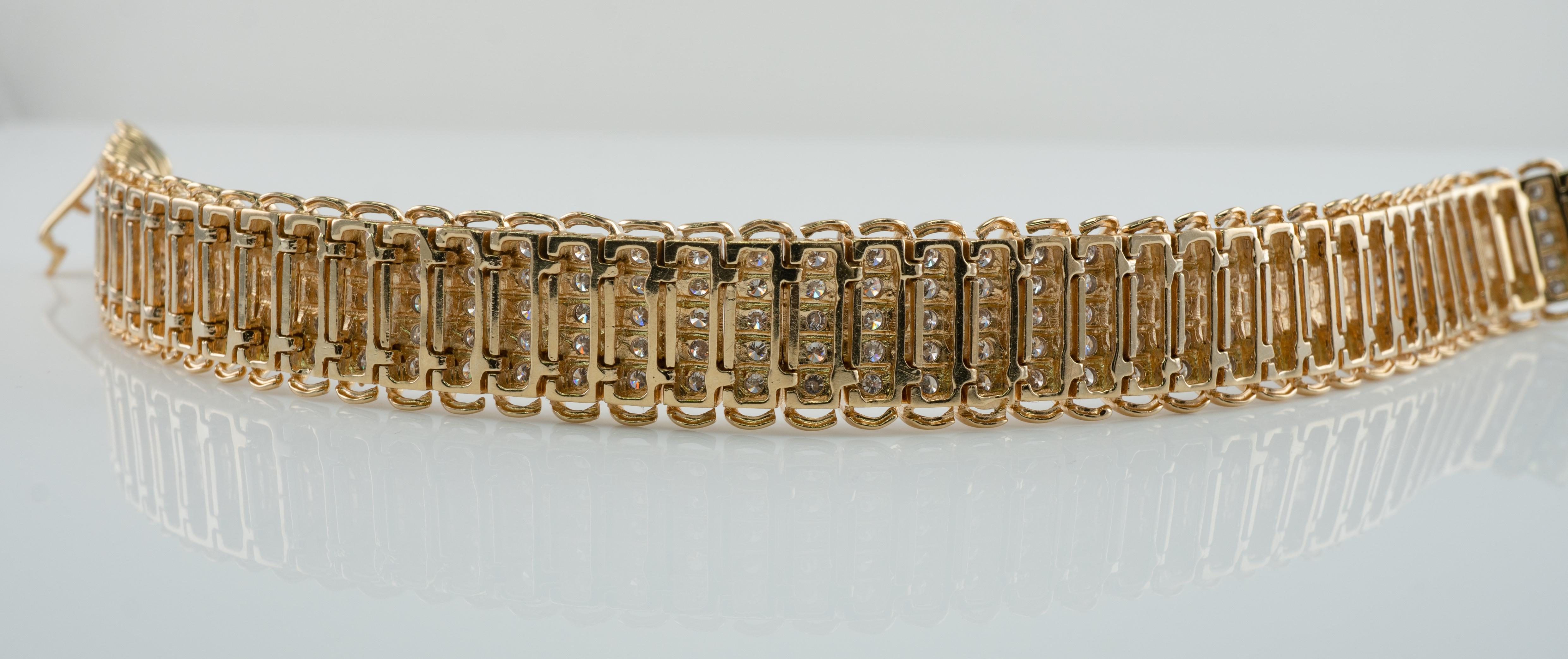 Bracelet à maillons en or 14 carats avec diamants 16,10 TDW en vente 1