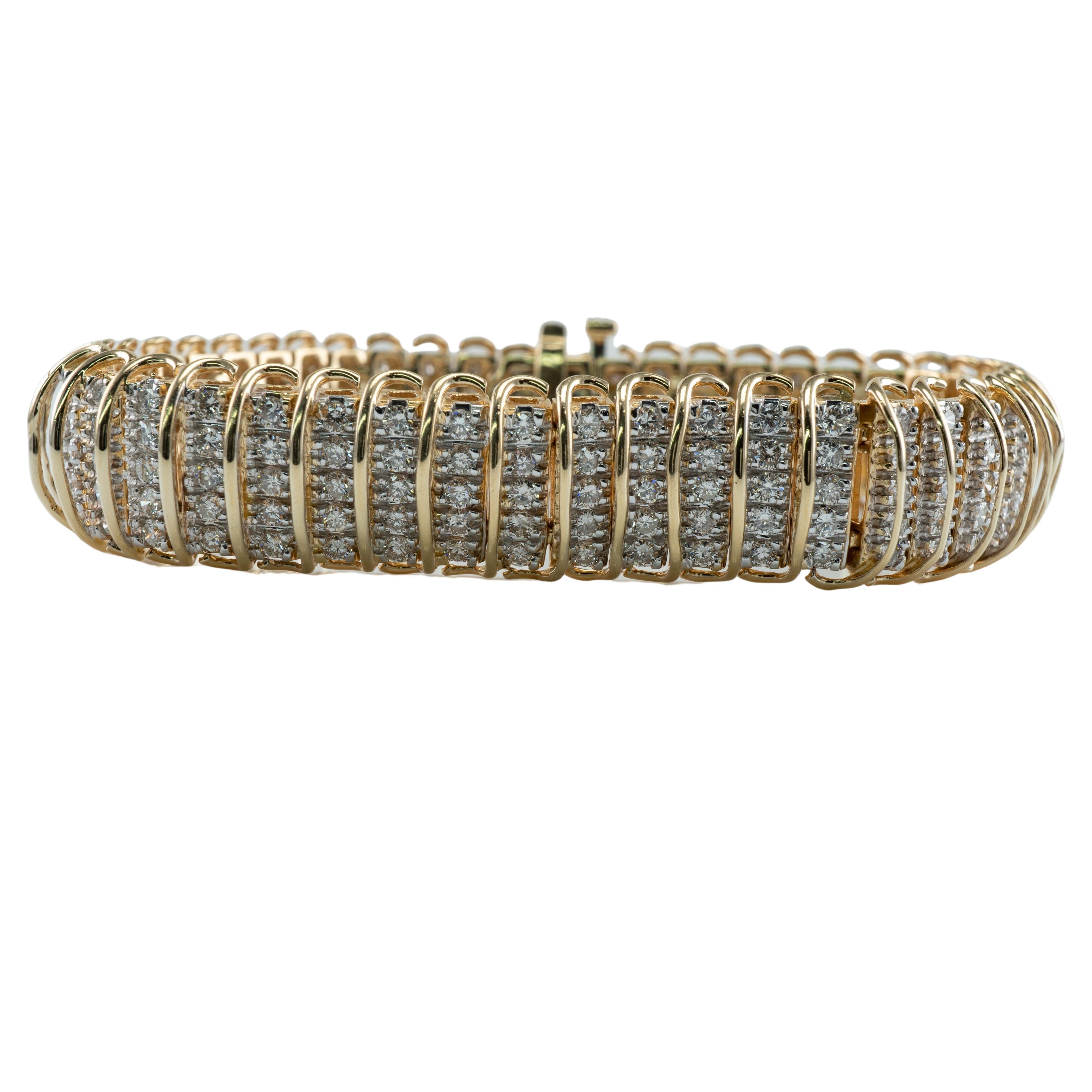 Diamond Bracelet Link 14K Gold 16.10 TDW  For Sale