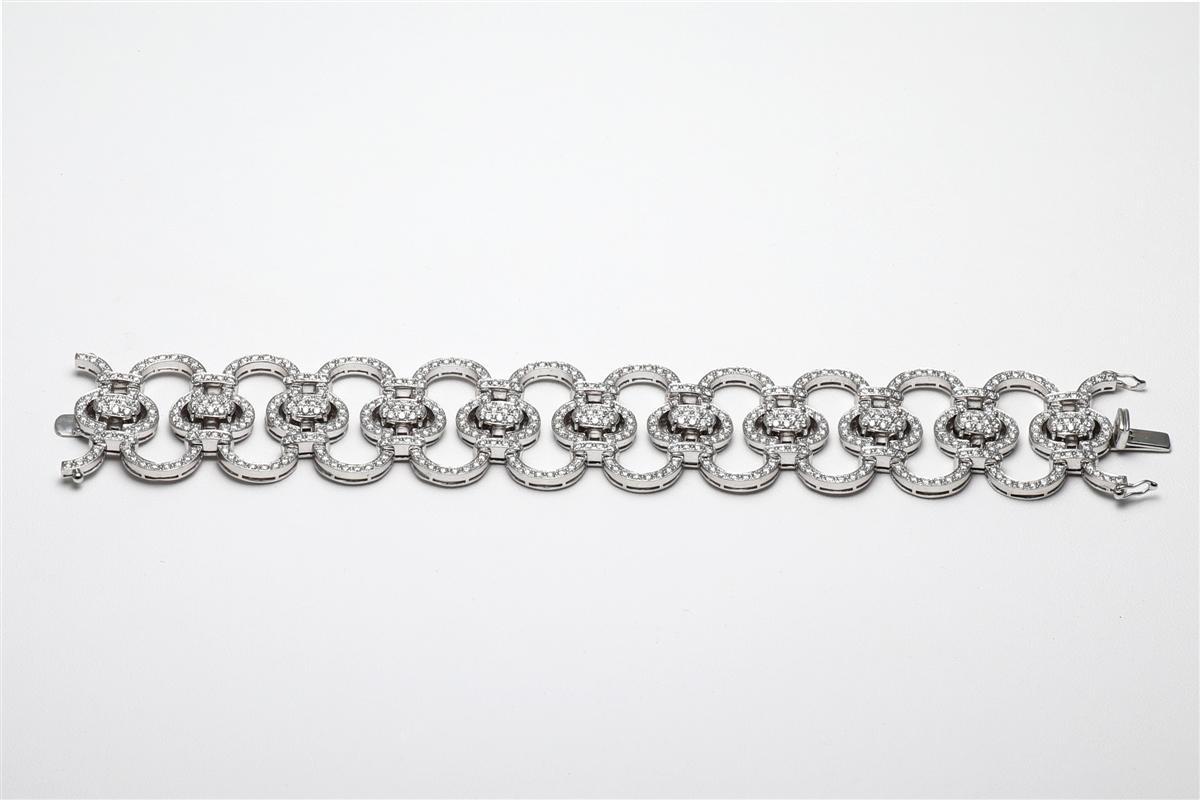 Women's Diamond Bracelet of Approximate 10.11 Carat, Italy, 18 Karat White Gold