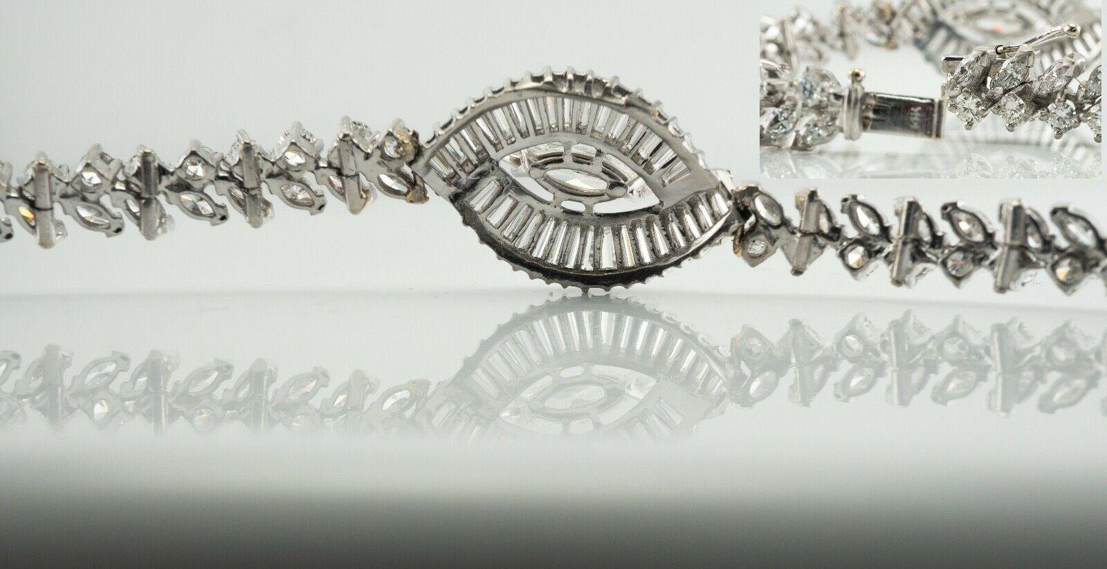 Women's or Men's Diamond Bracelet Platinum 8.15 TDW Vintage For Sale
