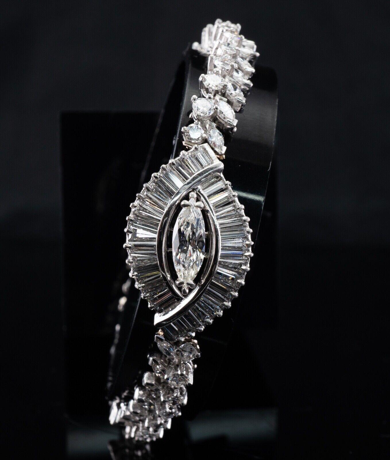 Diamond Bracelet Platinum 8.15 TDW Vintage For Sale 1