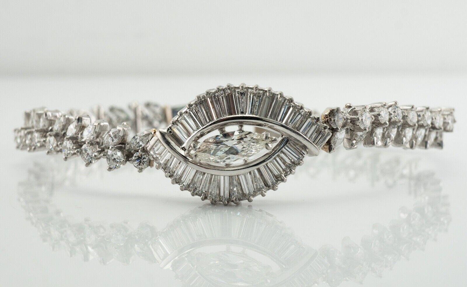 Diamond Bracelet Platinum 8.15 TDW Vintage For Sale 4