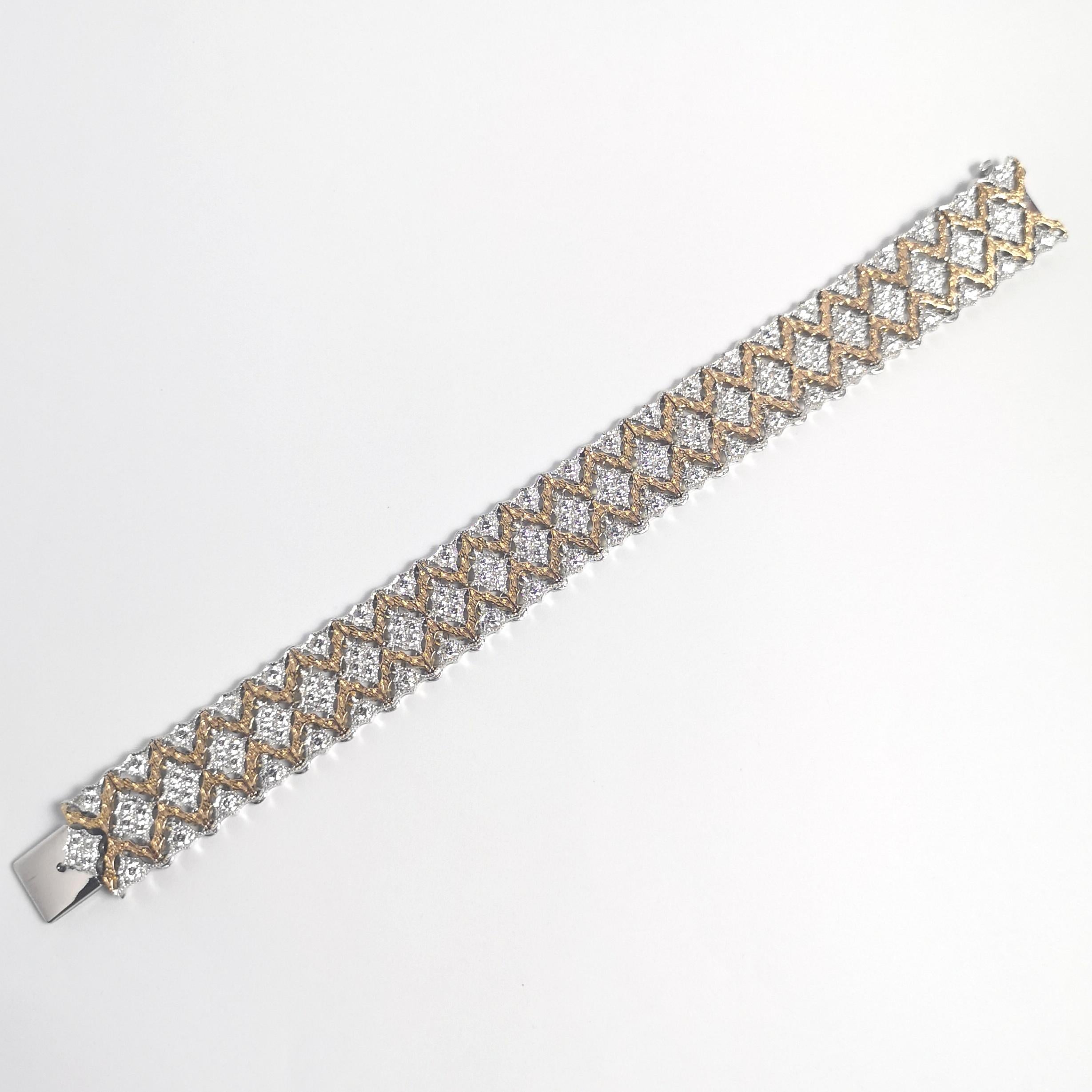 Diamond Bracelet set in 18K Rose/White Gold Settings For Sale 8