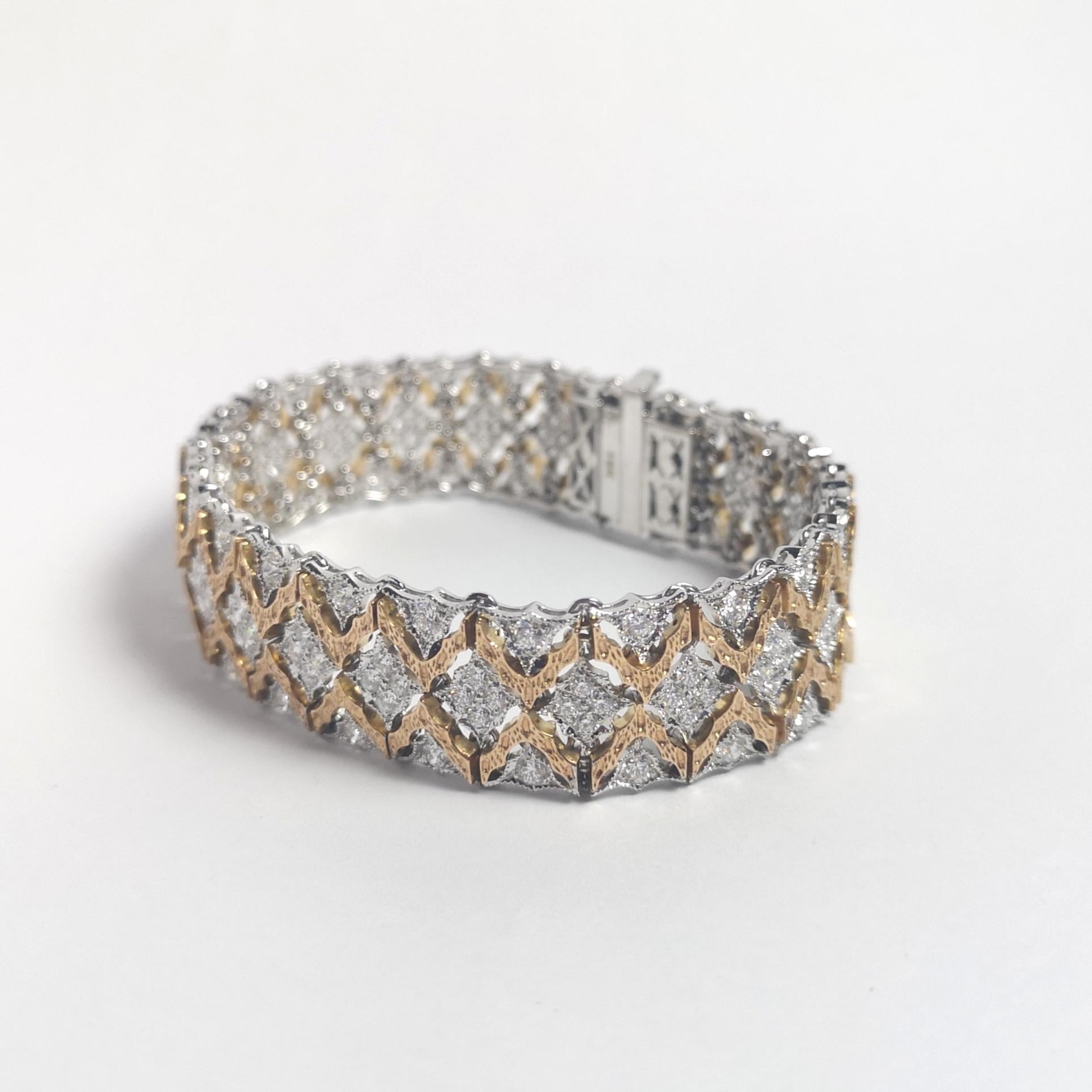 Diamond Bracelet set in 18K Rose/White Gold Settings For Sale 9
