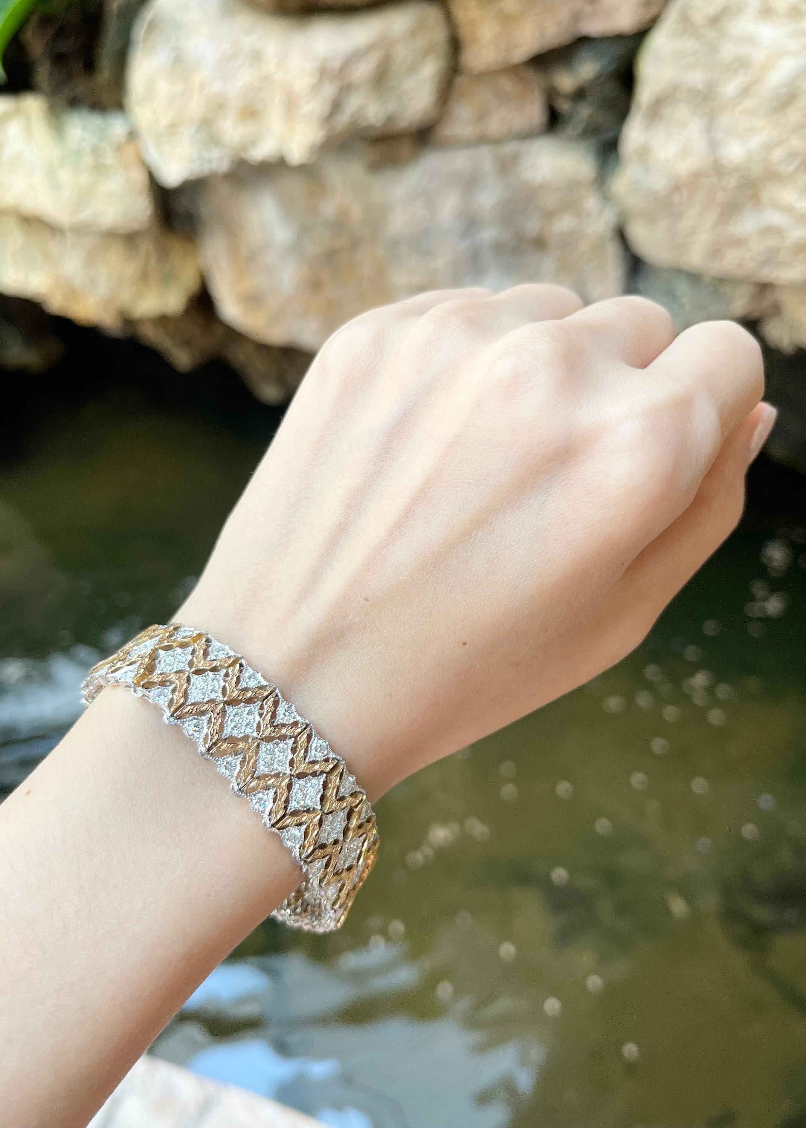 Art Deco Diamond Bracelet set in 18K Rose/White Gold Settings For Sale