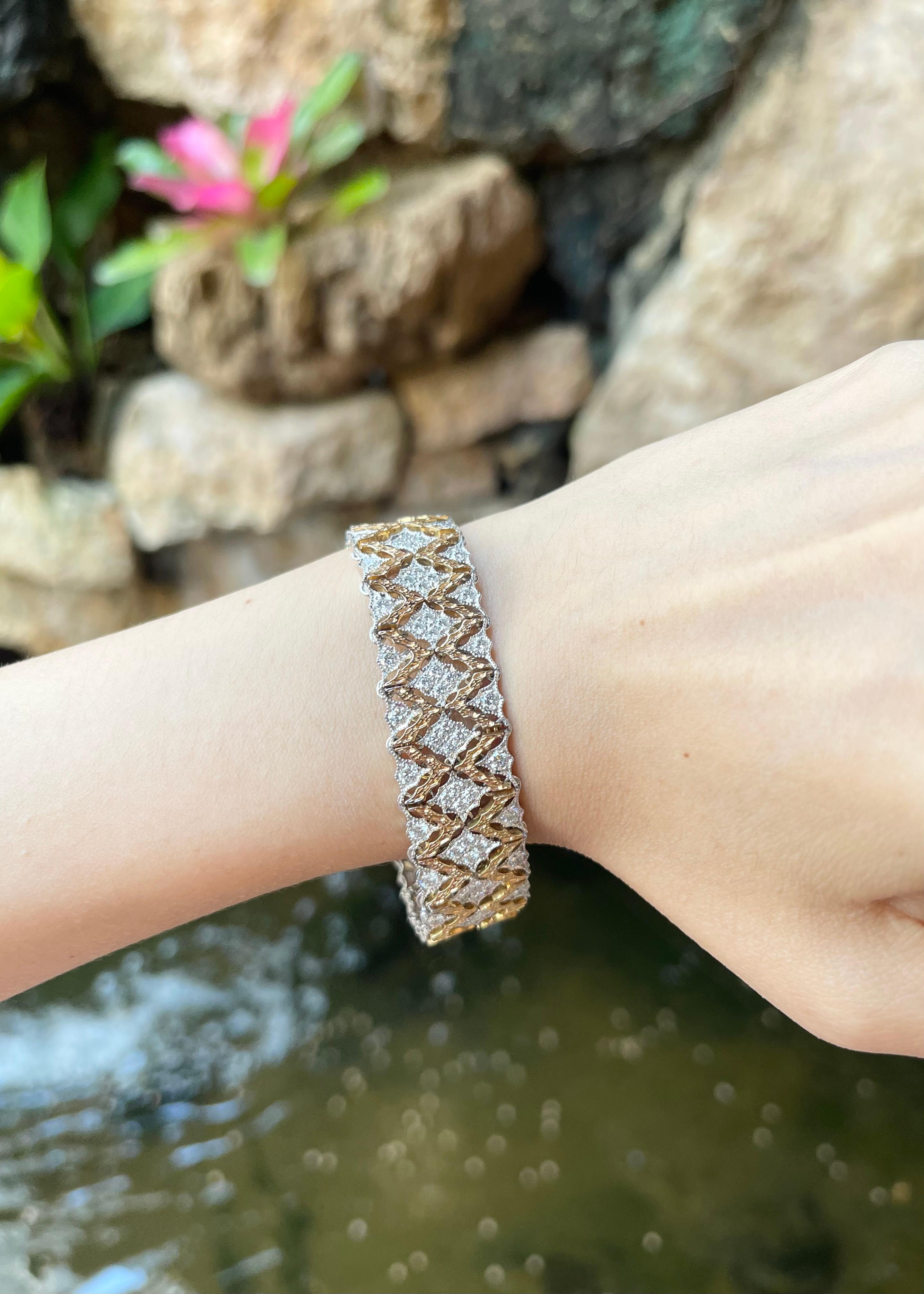 Women's Diamond Bracelet set in 18K Rose/White Gold Settings For Sale