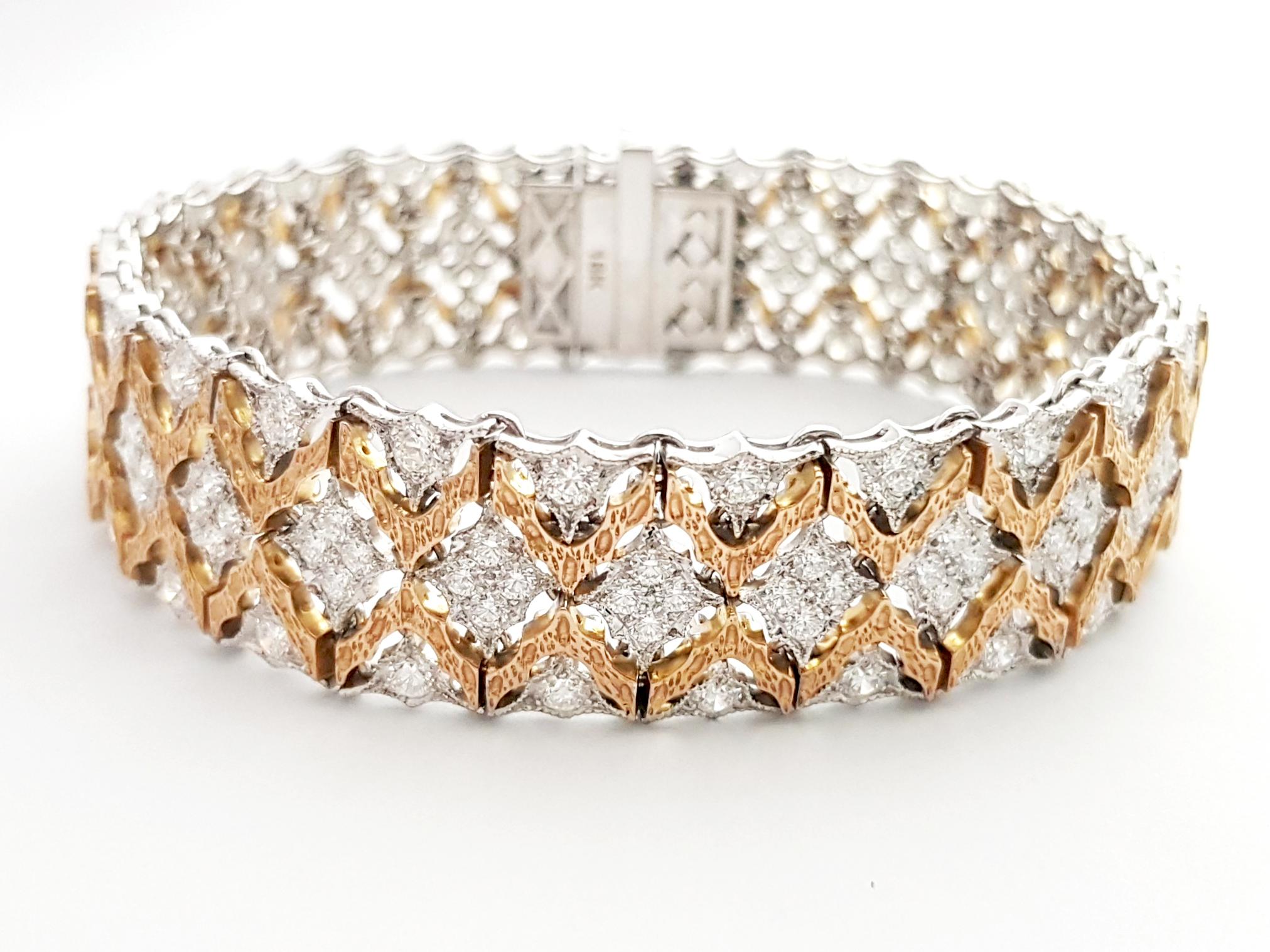 Diamond Bracelet set in 18K Rose/White Gold Settings For Sale 1