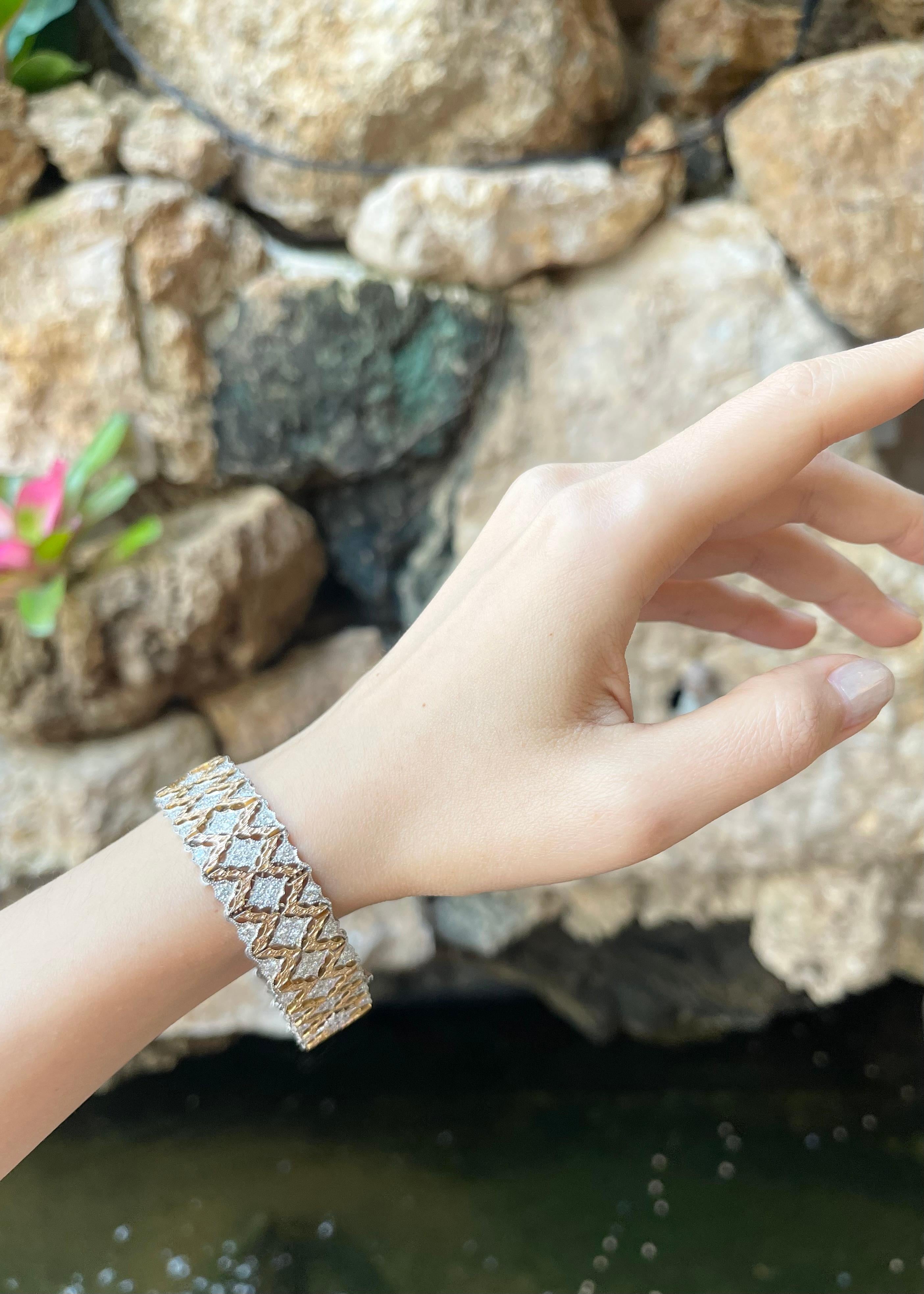 Diamond Bracelet set in 18K Rose/White Gold Settings For Sale 2