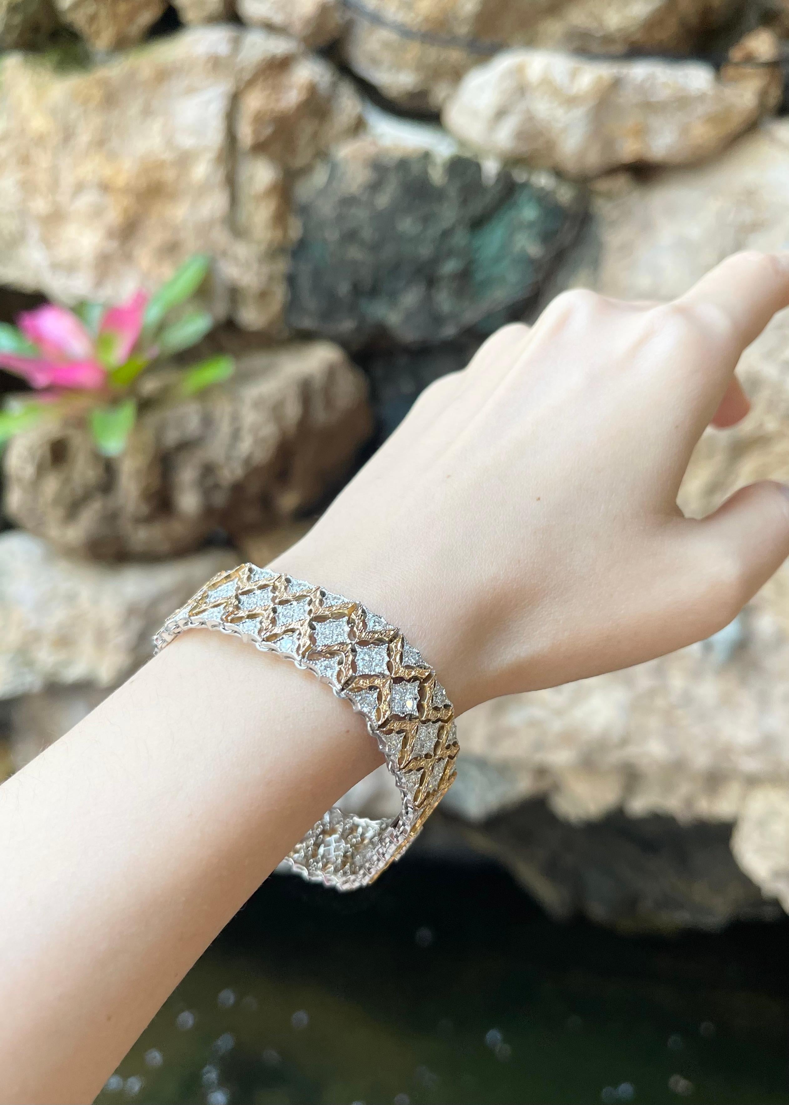 Diamond Bracelet set in 18K Rose/White Gold Settings For Sale 3