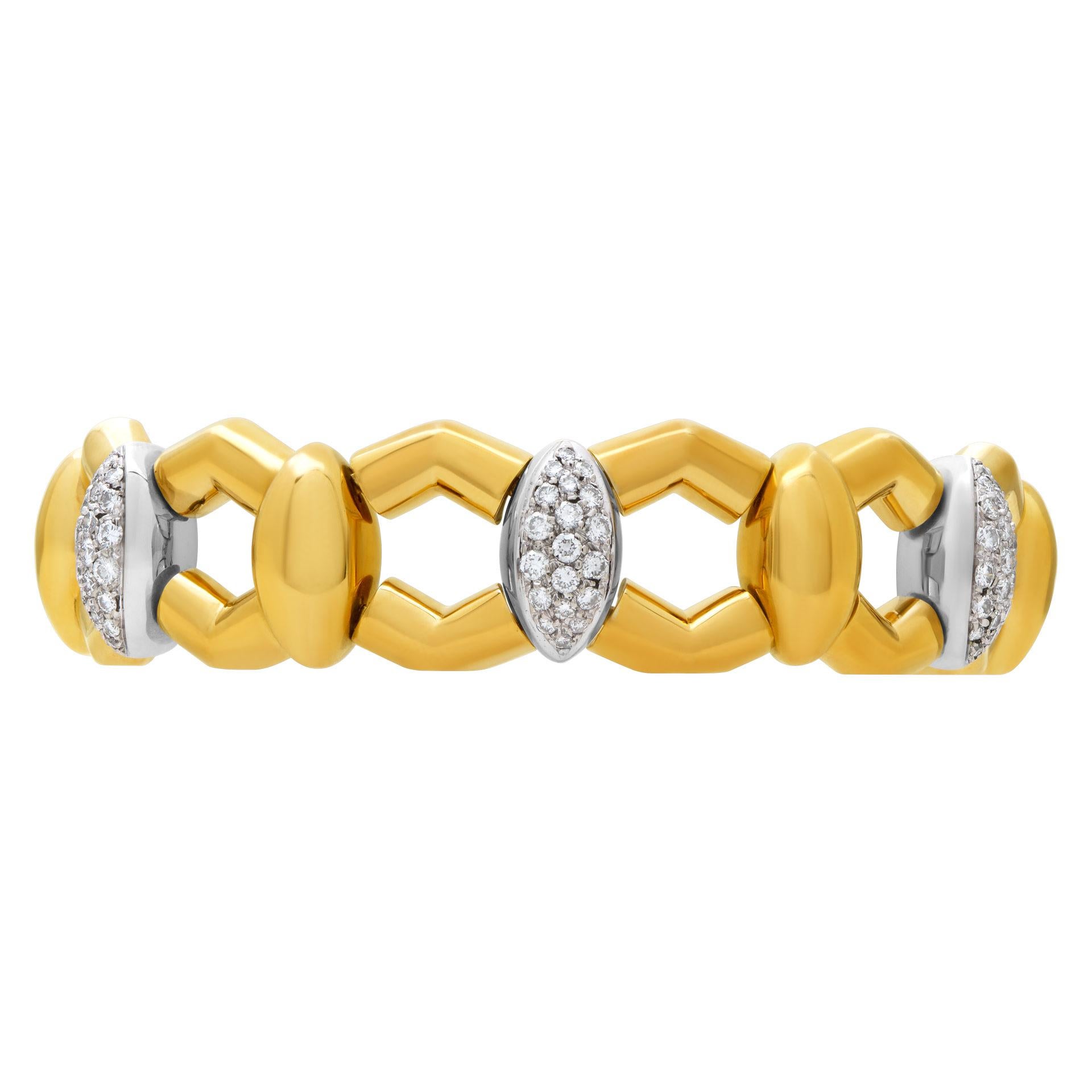 Diamond bracelet set in 18k yellow gold with full cut round brilliant diamonds total approx. weight: 2.35 carats G-H color, VS-SI clarity diamonds. 7