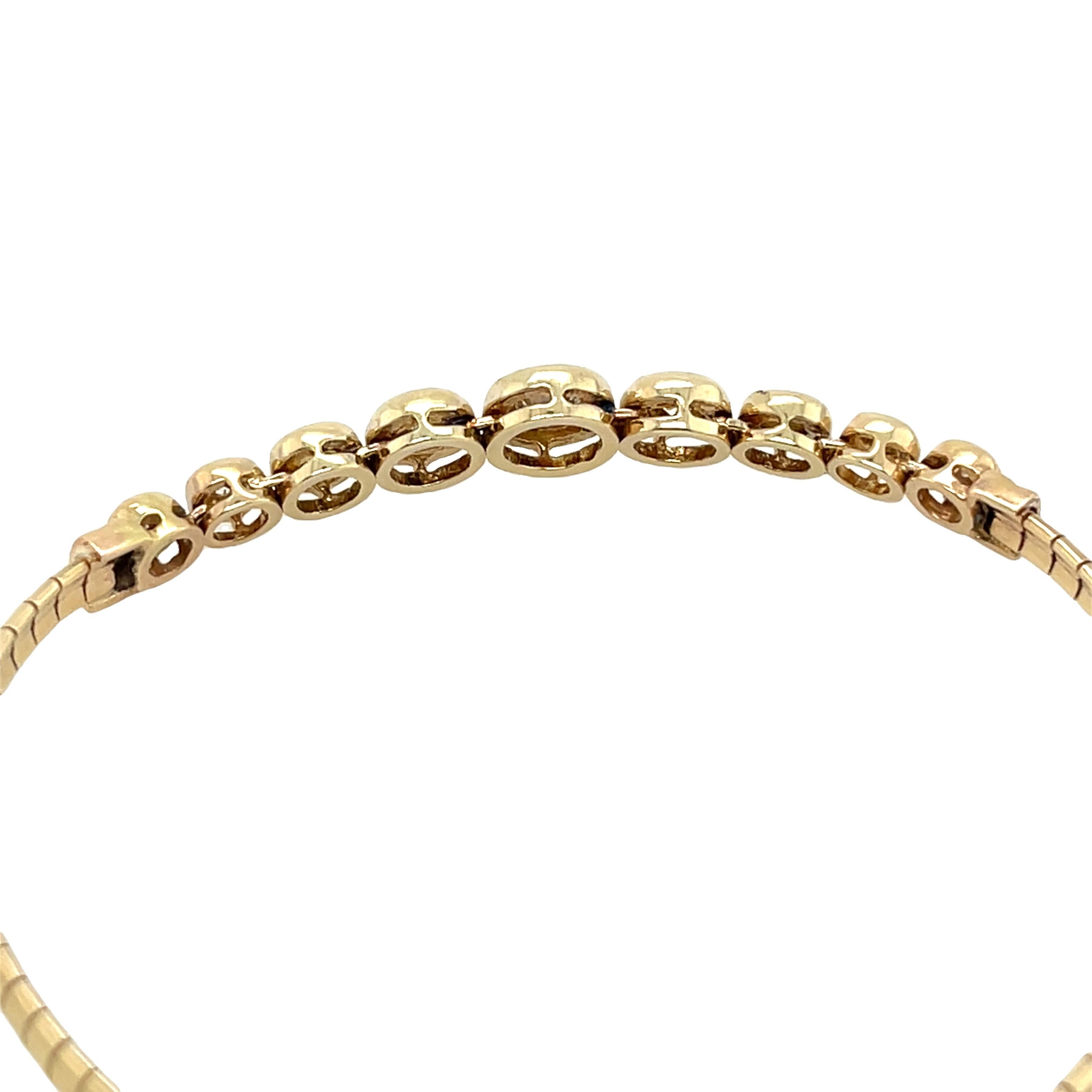 Bracelet en or jaune 14 carats serti de diamants ronds de 1,0 carat en vente 1