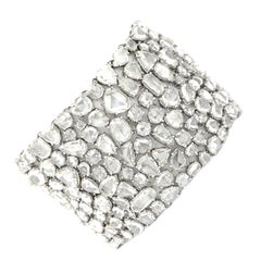 Diamond Bracelet with 100.37 Carat of Rose Cut Diamonds Set in Platinum