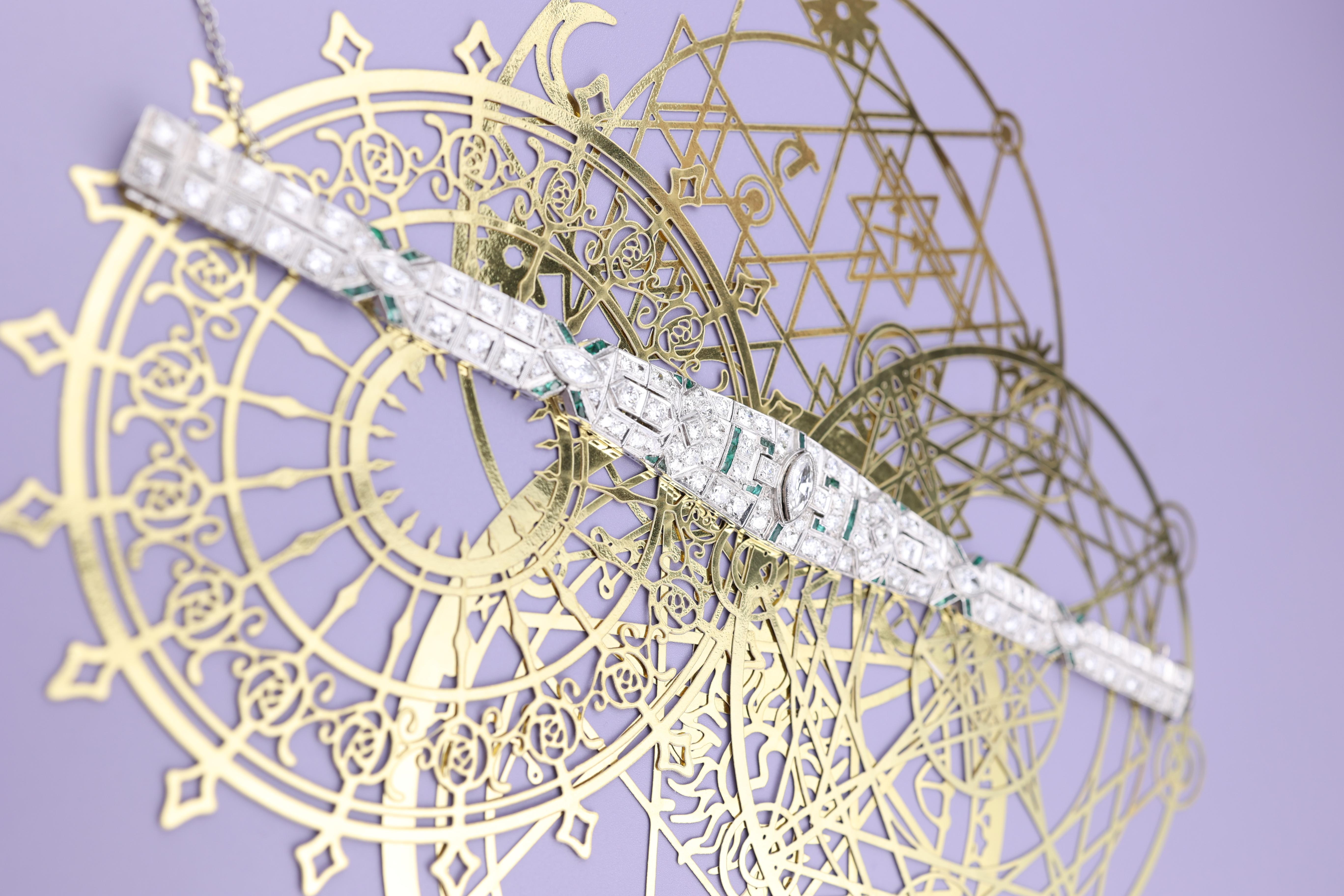 Bracelet diamanté et émeraude en vente 2