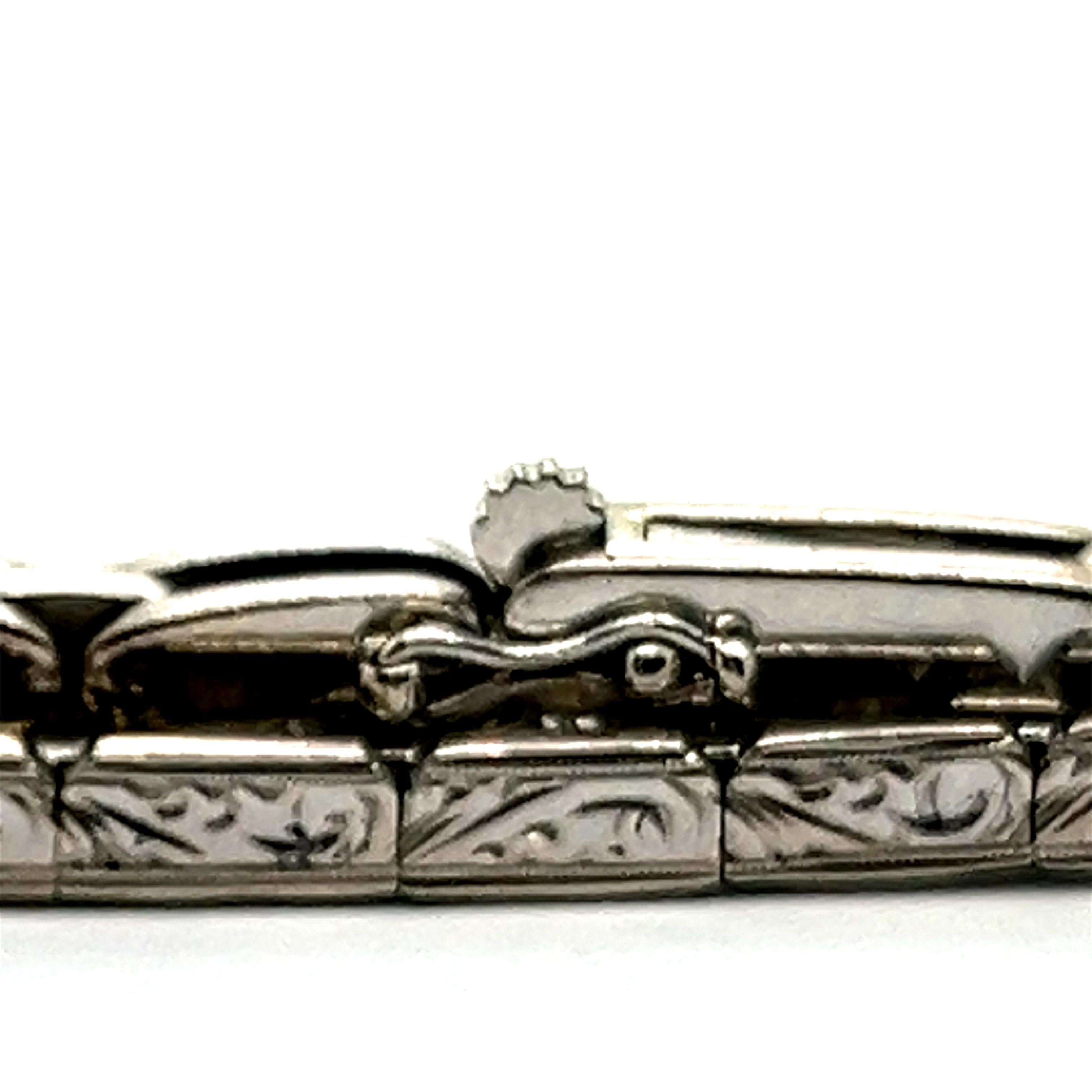 Diamond Bracelet with Openwork Pattern in 14 Karat White Gold For Sale 8