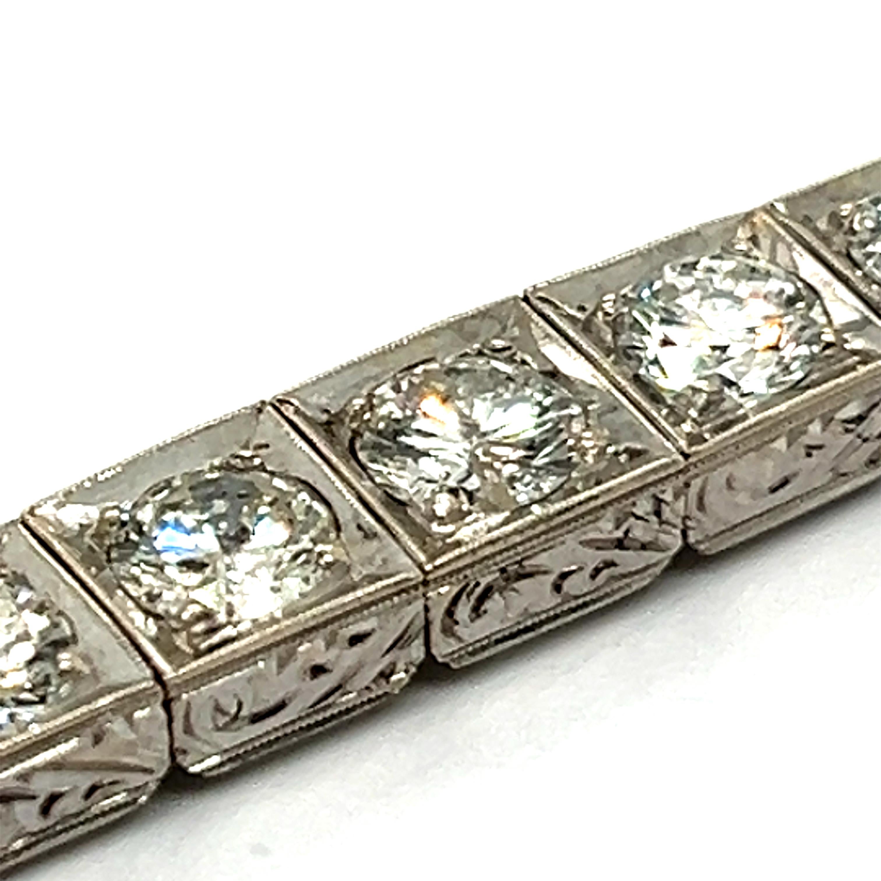 Diamond Bracelet with Openwork Pattern in 14 Karat White Gold For Sale 9
