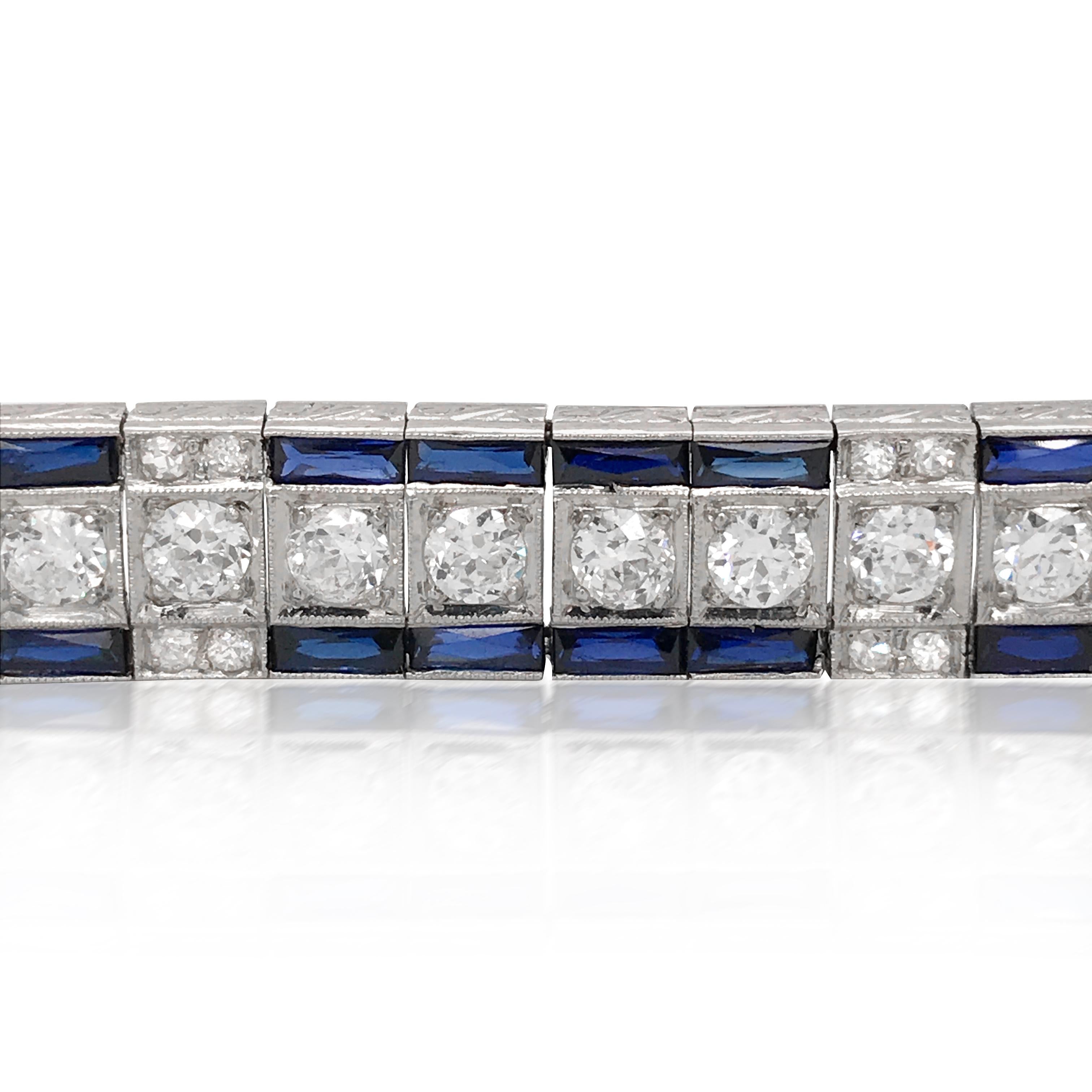 Diamant-Armband mit Saphir, Tiffany & Co. (Art déco) im Angebot