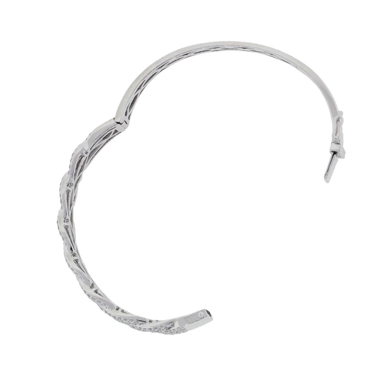 Round Cut Diamond Braided Bangle Bracelet