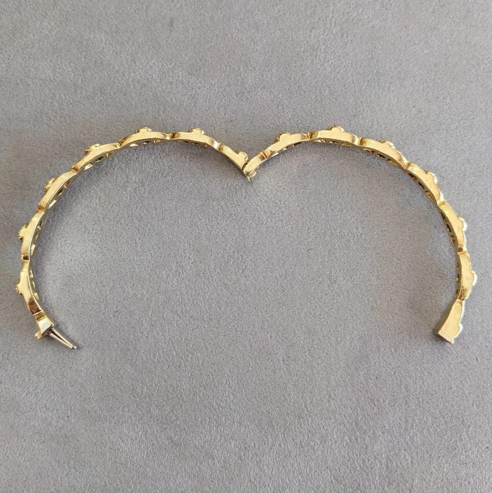 Women's Diamond Braided Bangle Bracelet Hinged in 18k Yellow Gold For Sale