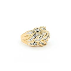 Diamond Braided Cocktail Ring in 14k Yellow Gold