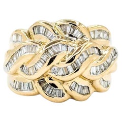 Diamond Braided Cocktail Ring in 14k Yellow Gold