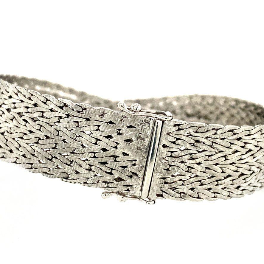 Diamond Braided Whitegold Bracelet In Good Condition For Sale In AMSTERDAM, NL