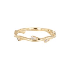 Diamond Branch Ring Estate 14 Karat Yellow Gold Stacking Band Eternity Fine