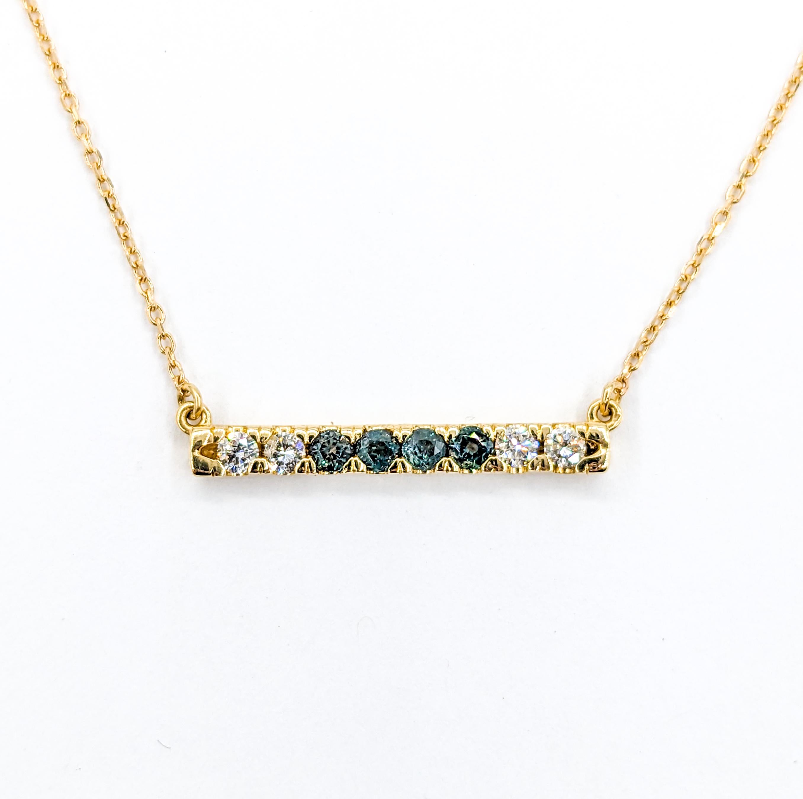 Diamant & brasilianischer Alexandrit Bar Anhänger Halskette in Gelbgold 4