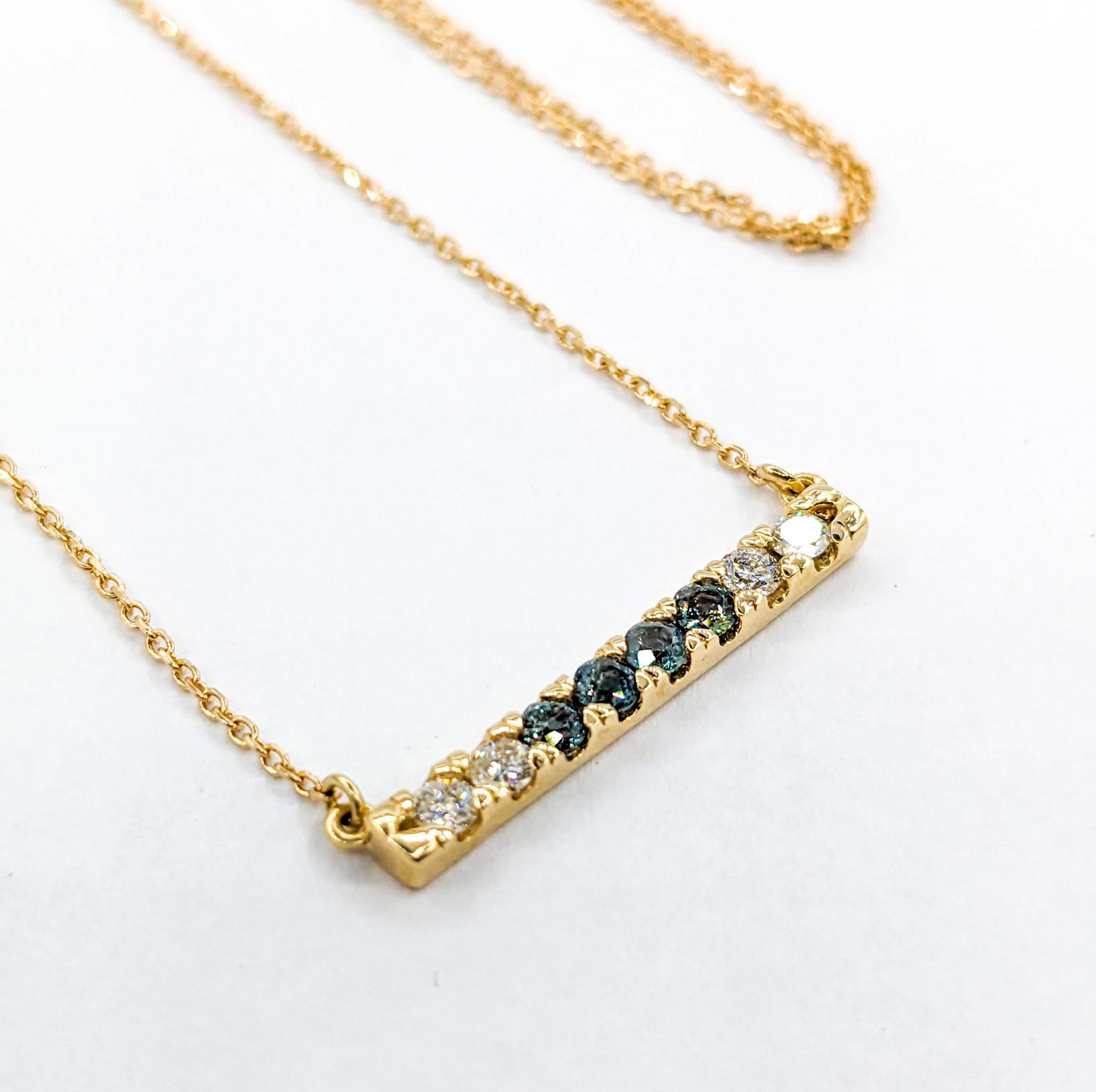 Diamant & brasilianischer Alexandrit Bar Anhänger Halskette in Gelbgold Damen