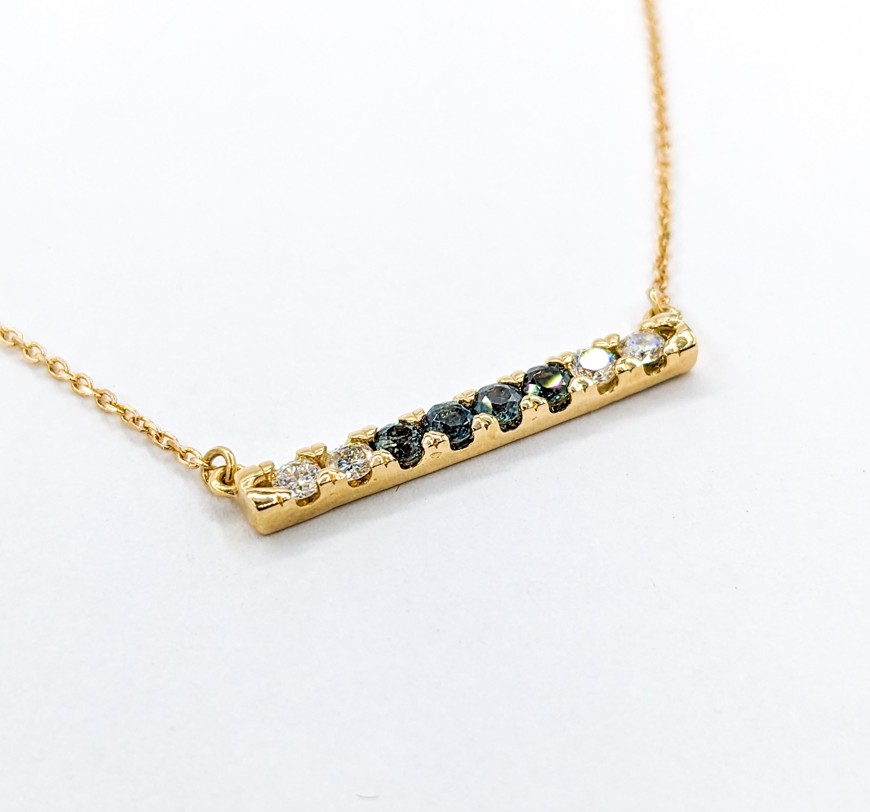 Diamant & brasilianischer Alexandrit Bar Anhänger Halskette in Gelbgold 2