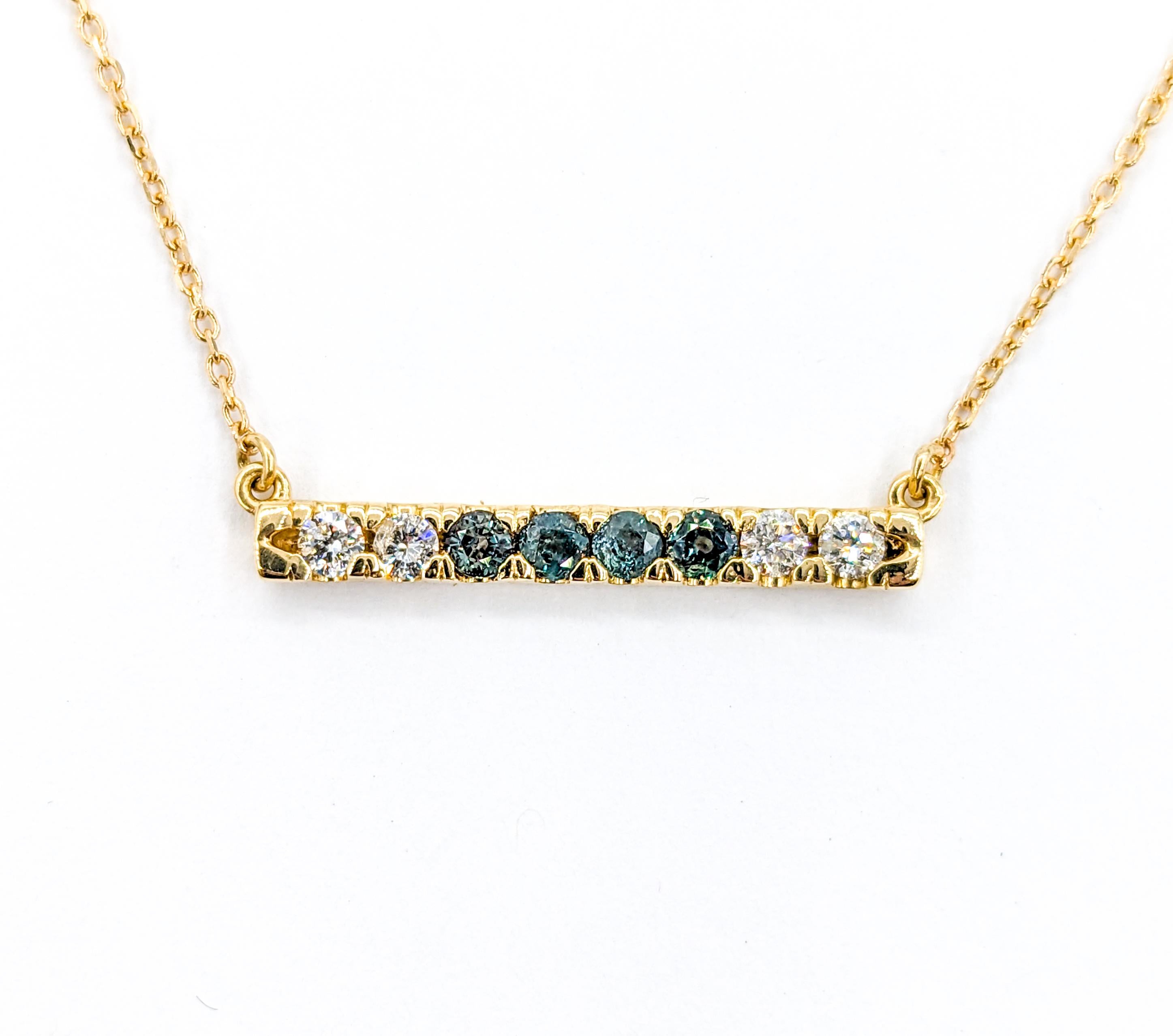Diamant & brasilianischer Alexandrit Bar Anhänger Halskette in Gelbgold 3