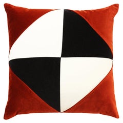 Diamond Brick, Black and White Velvet Deluxe Patchwork Decorative Cushion