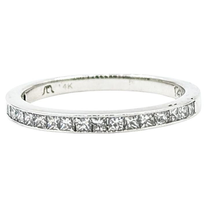 Bracelet de mariage en or blanc 14k avec diamants taille princesse