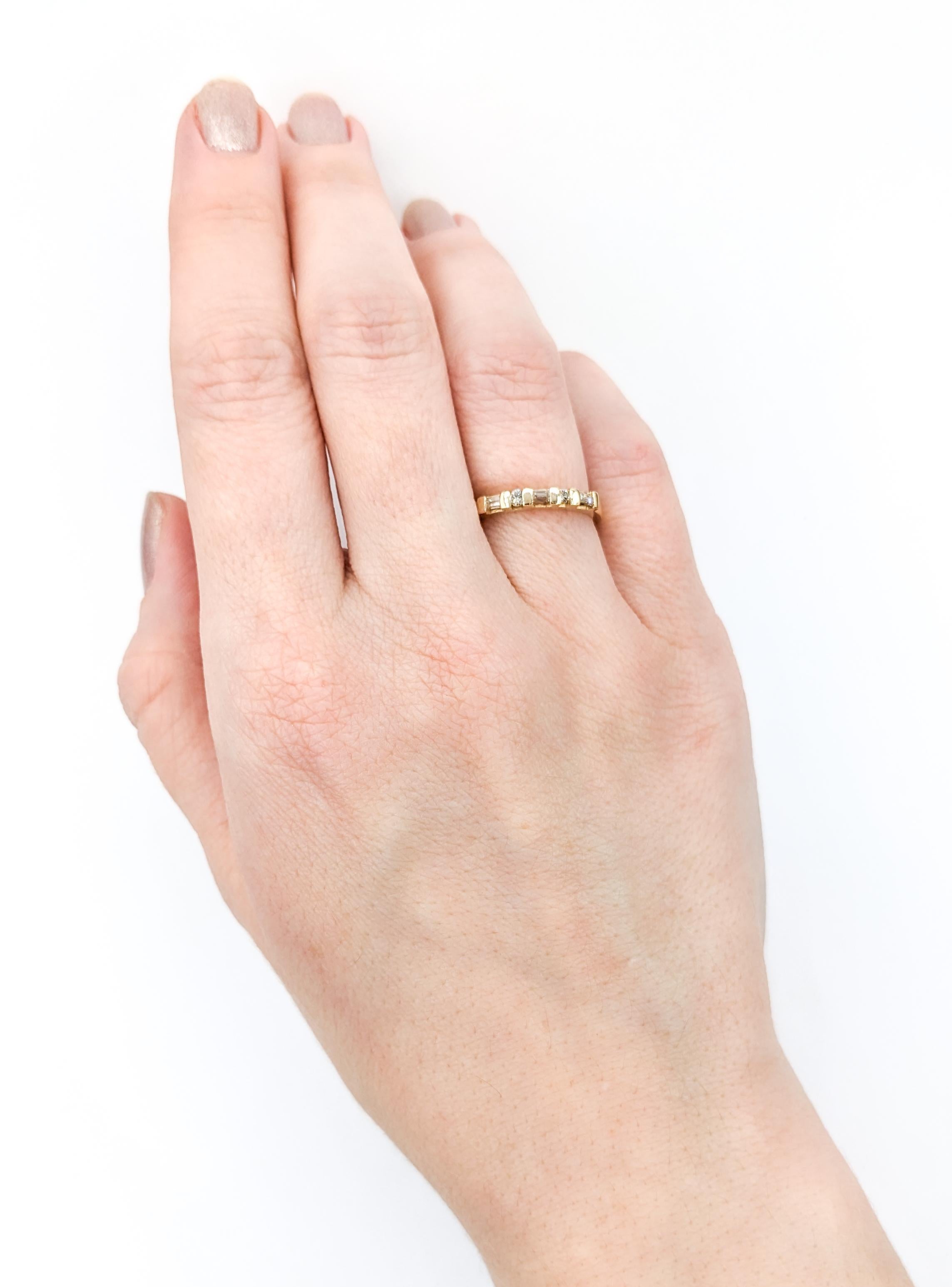 Contemporary Diamond Bridal Ring in Yellow Gold For Sale
