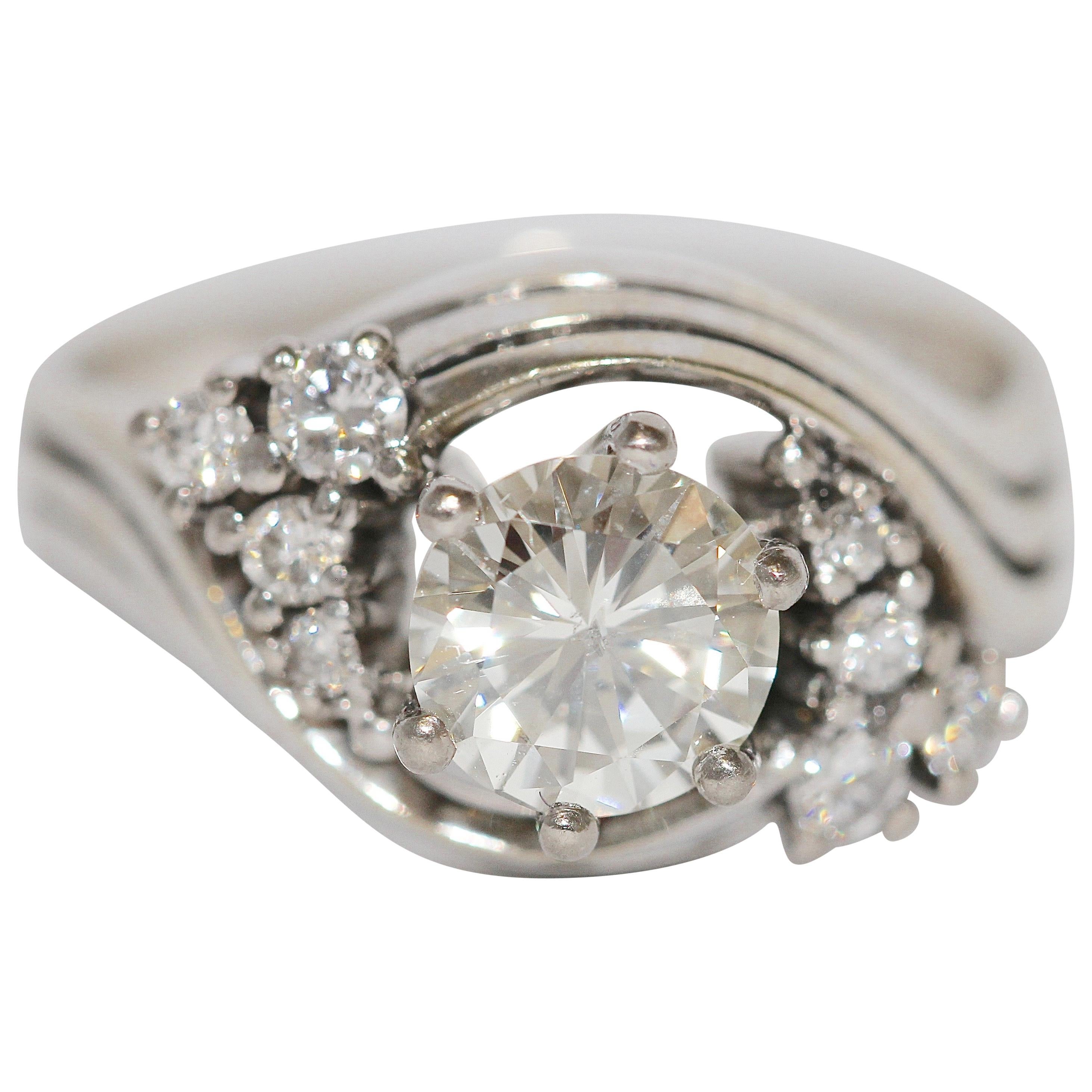 Diamond Bridal Ring with Solitaire 1.05 Carat, Top Wesselton, SI2, 18 Karat Gold