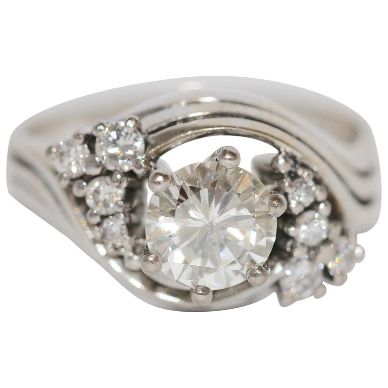 Diamond Bridal Ring with Solitaire 1.05 Carat, Top Wesselton, SI2, 18 Karat  Gold For Sale at 1stDibs