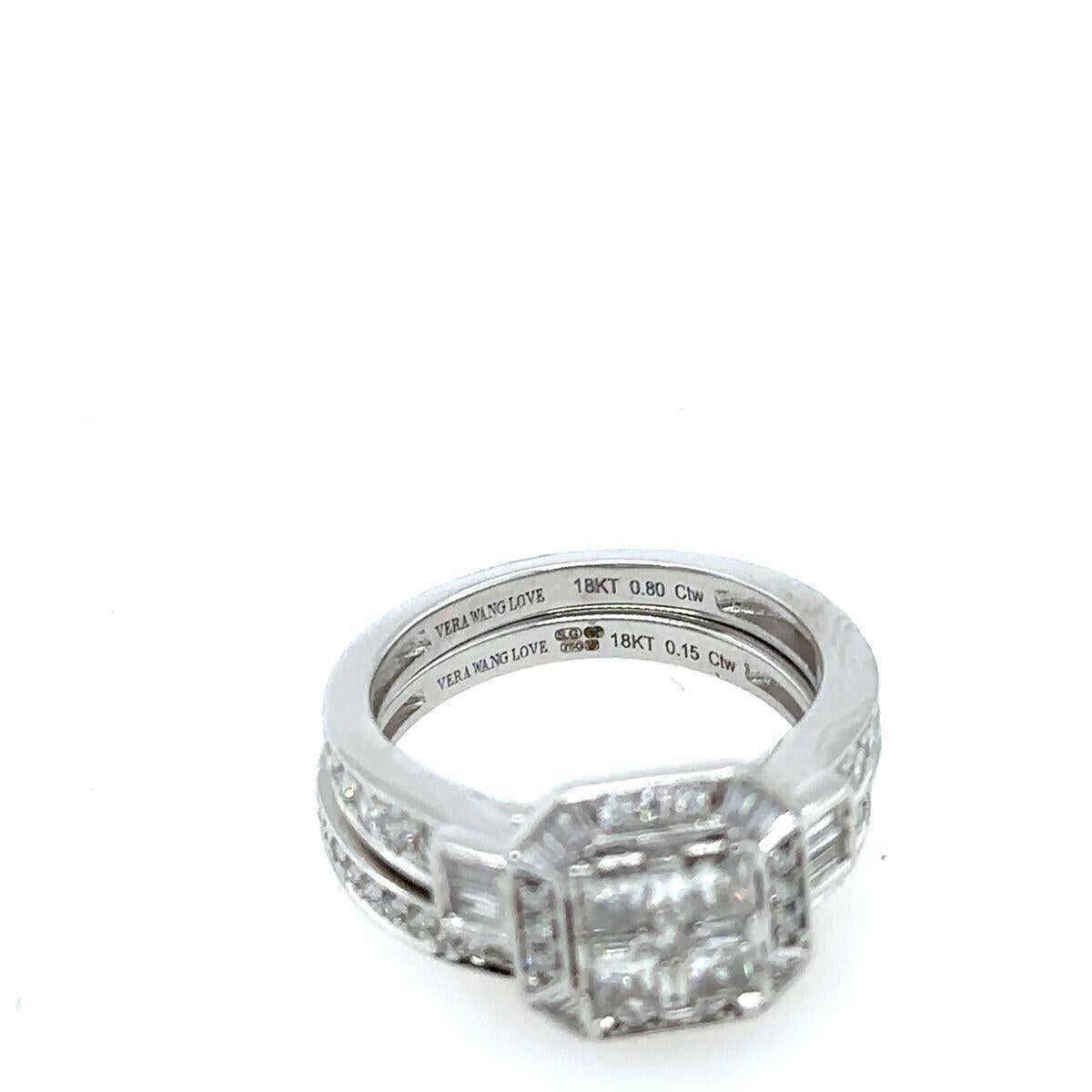 Round Cut Diamond Bridal Set Vera Wang Engagement &Wedding Ring in 18ct White Gold