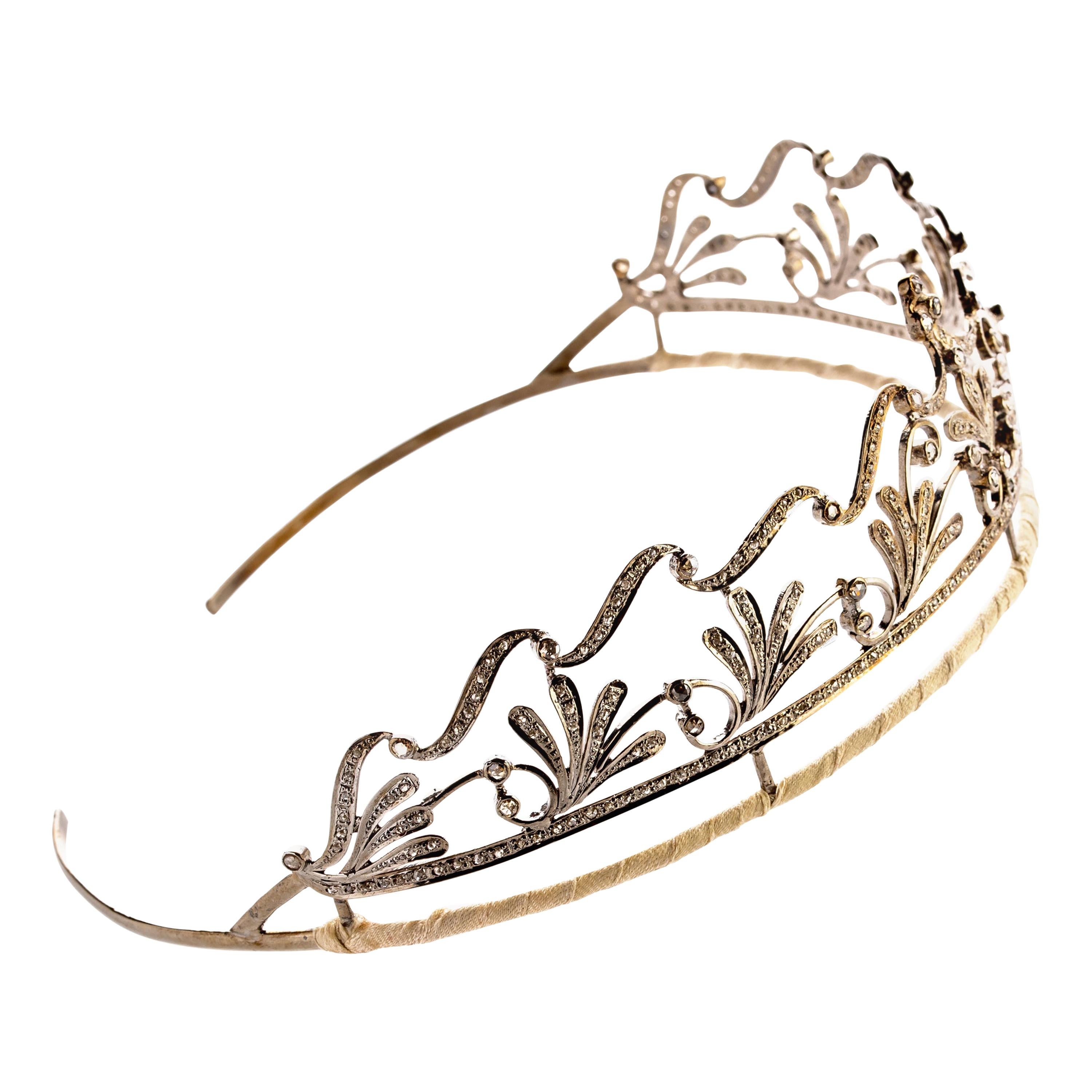 Diamond Bridal Tiara in Silver Handmade